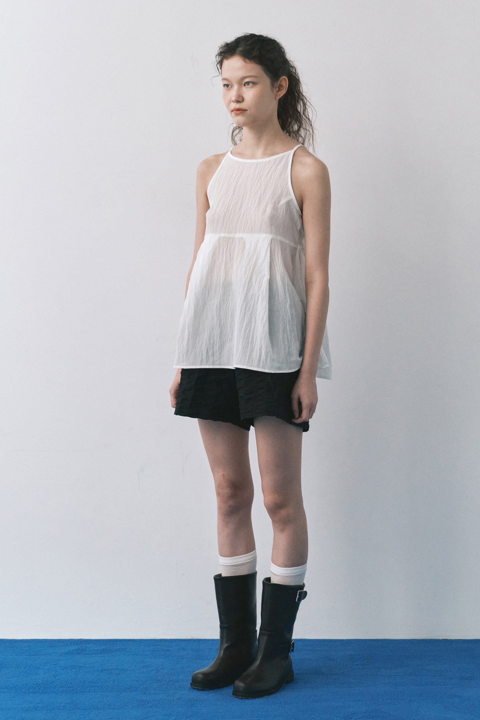 BALLOON TUCK BLOUSE_WHITE