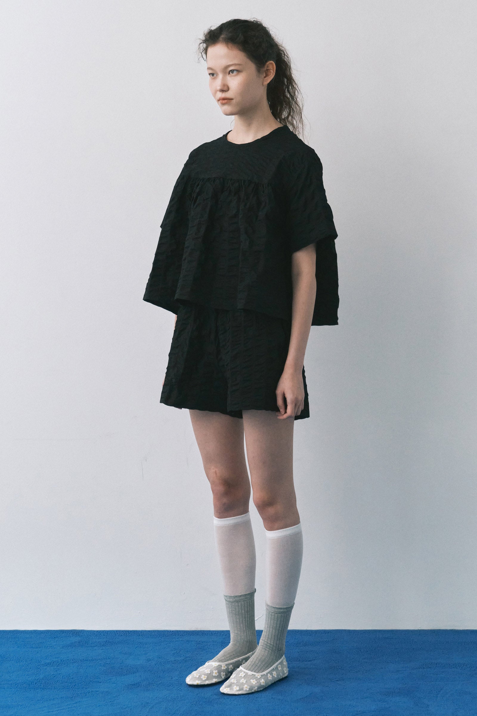 BANDING RIPPLE PANTS_BLACK