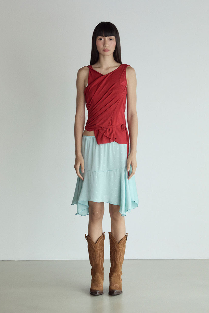 LAYERED SLEEVELESS TOP_RED
