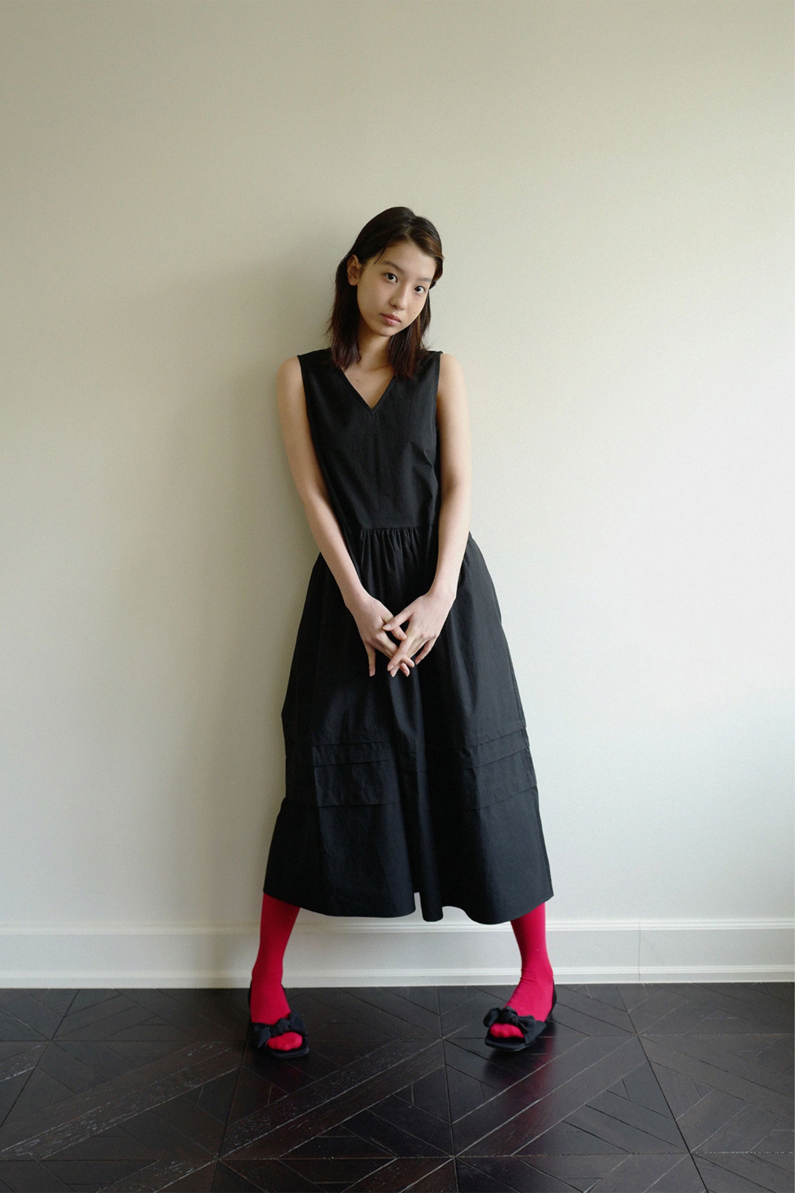 MOUI ROSY MAXY SHIRRING DRESS_BLACK