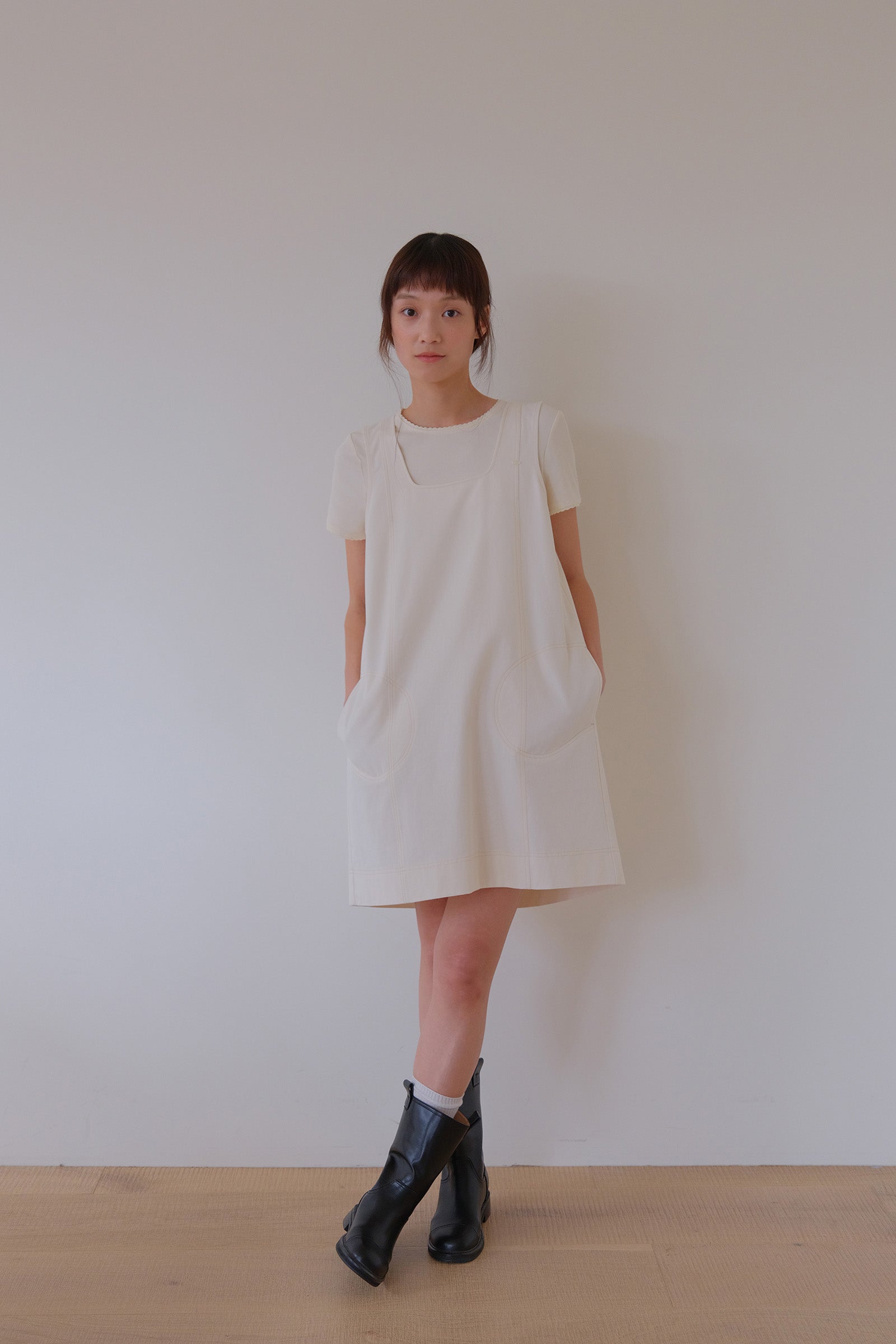 MOUI PASTEL STITCH MINI DRESS _CREAM