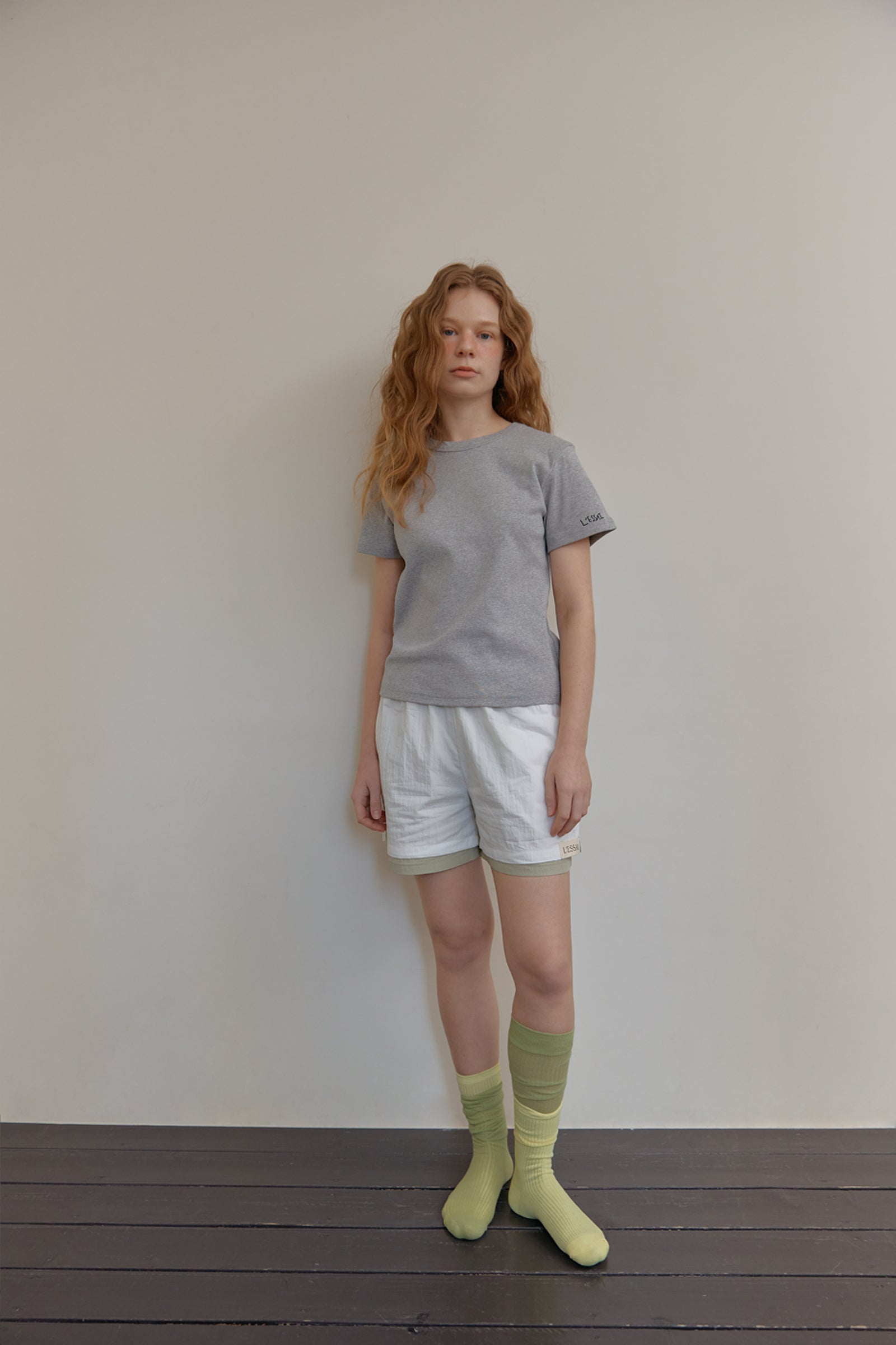 COLOR POINTED BANDING SHORTS_WHITE