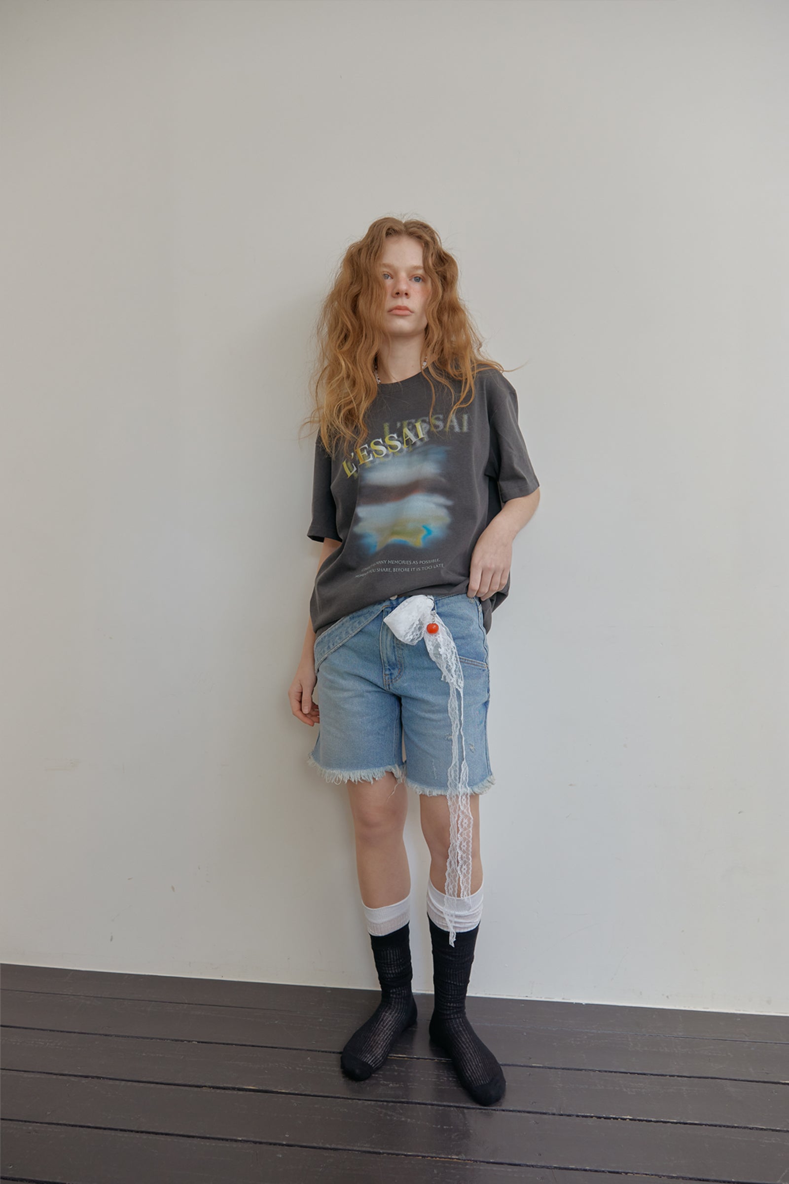 BELT DETAIL DENIM SHORTS_BLUE