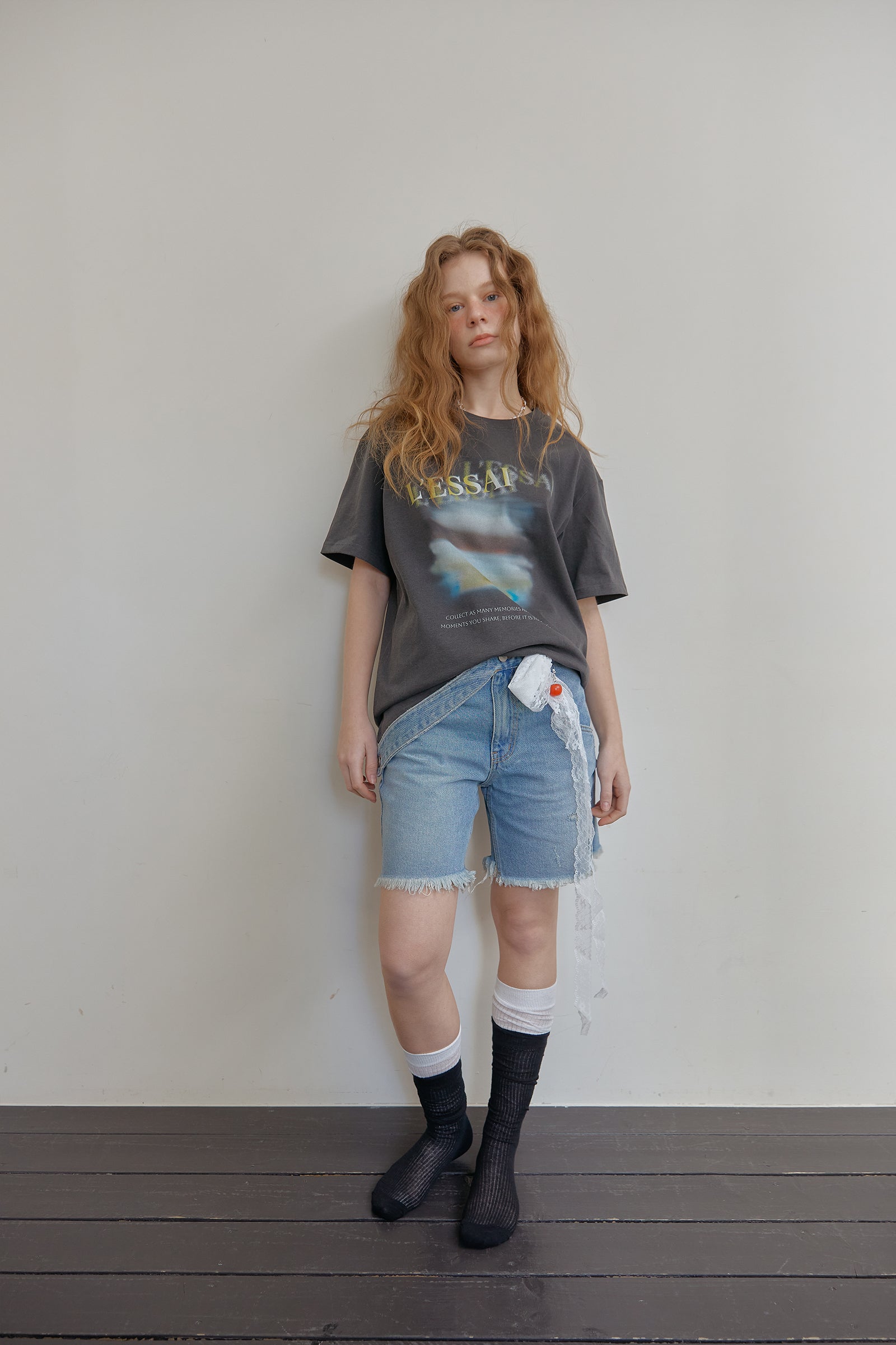 BELT DETAIL DENIM SHORTS_BLUE