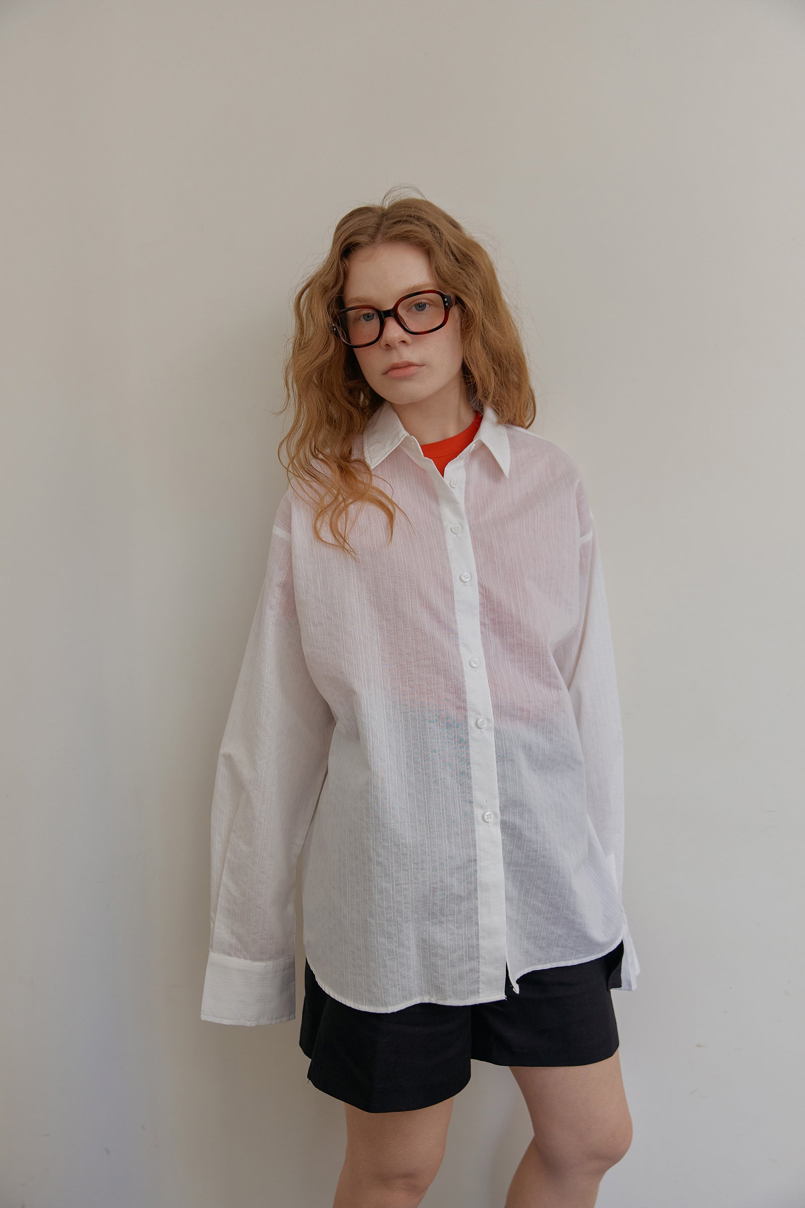 FLORAL STRIPE SHEER SHIRT_WHITE