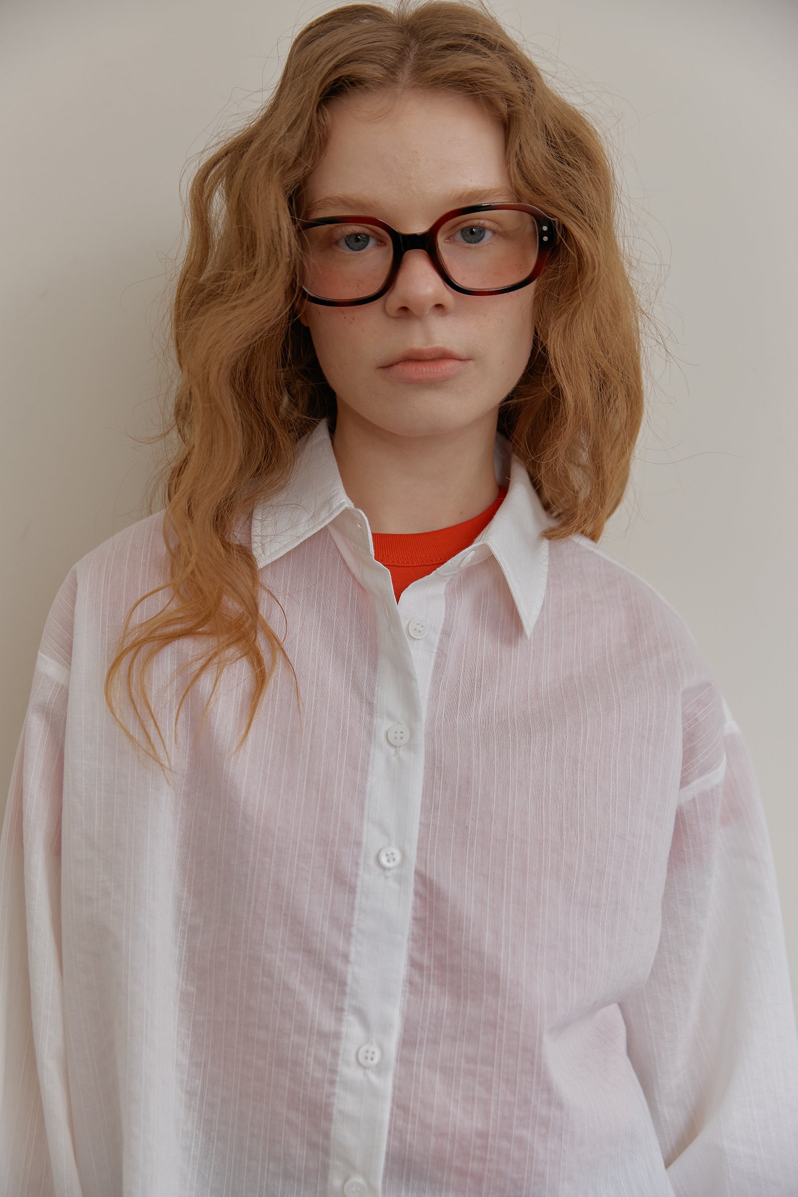 FLORAL STRIPE SHEER SHIRT_WHITE