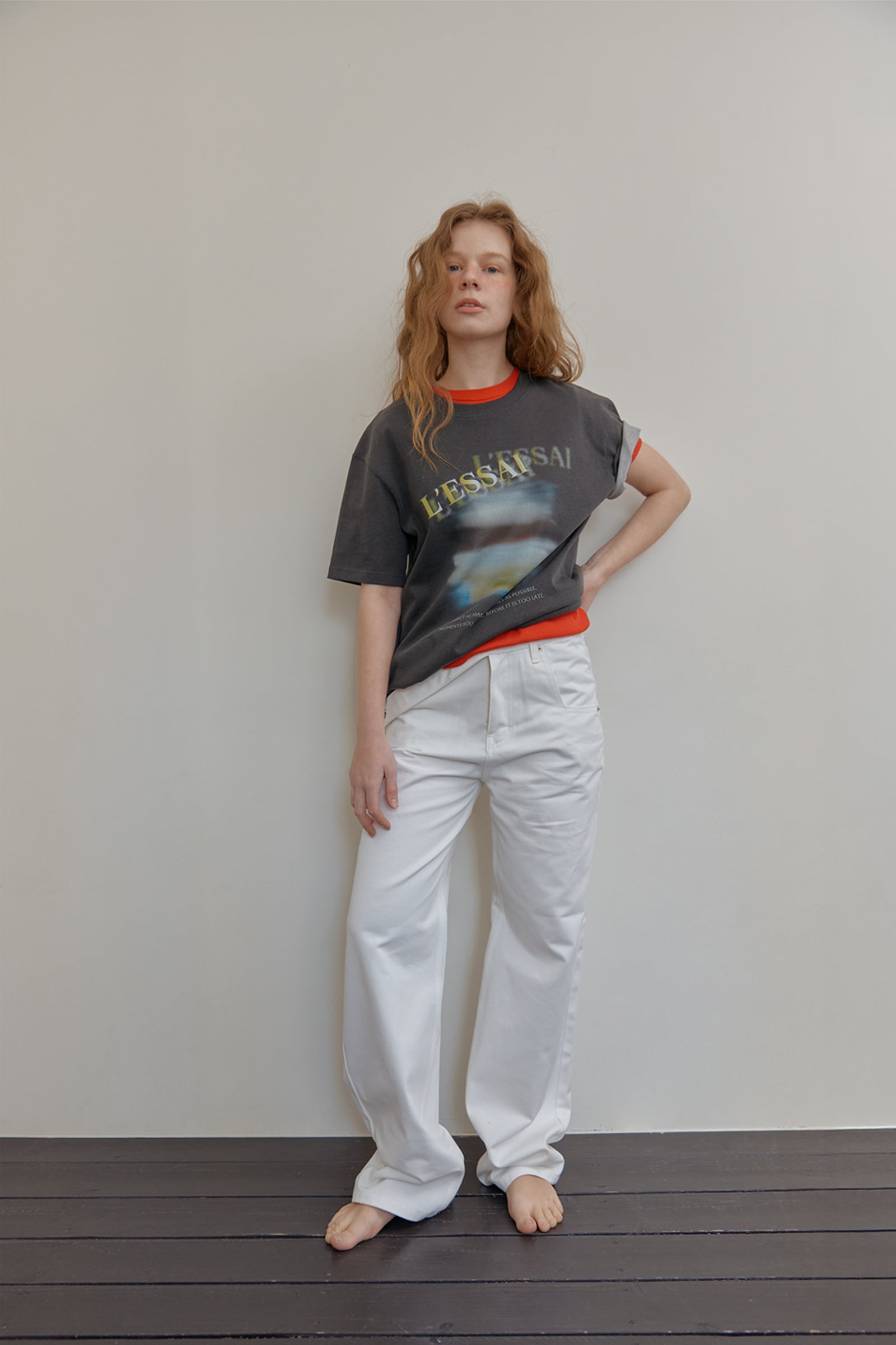 SIGNATURE BELT POINTED DENIM PANTS_WHITE