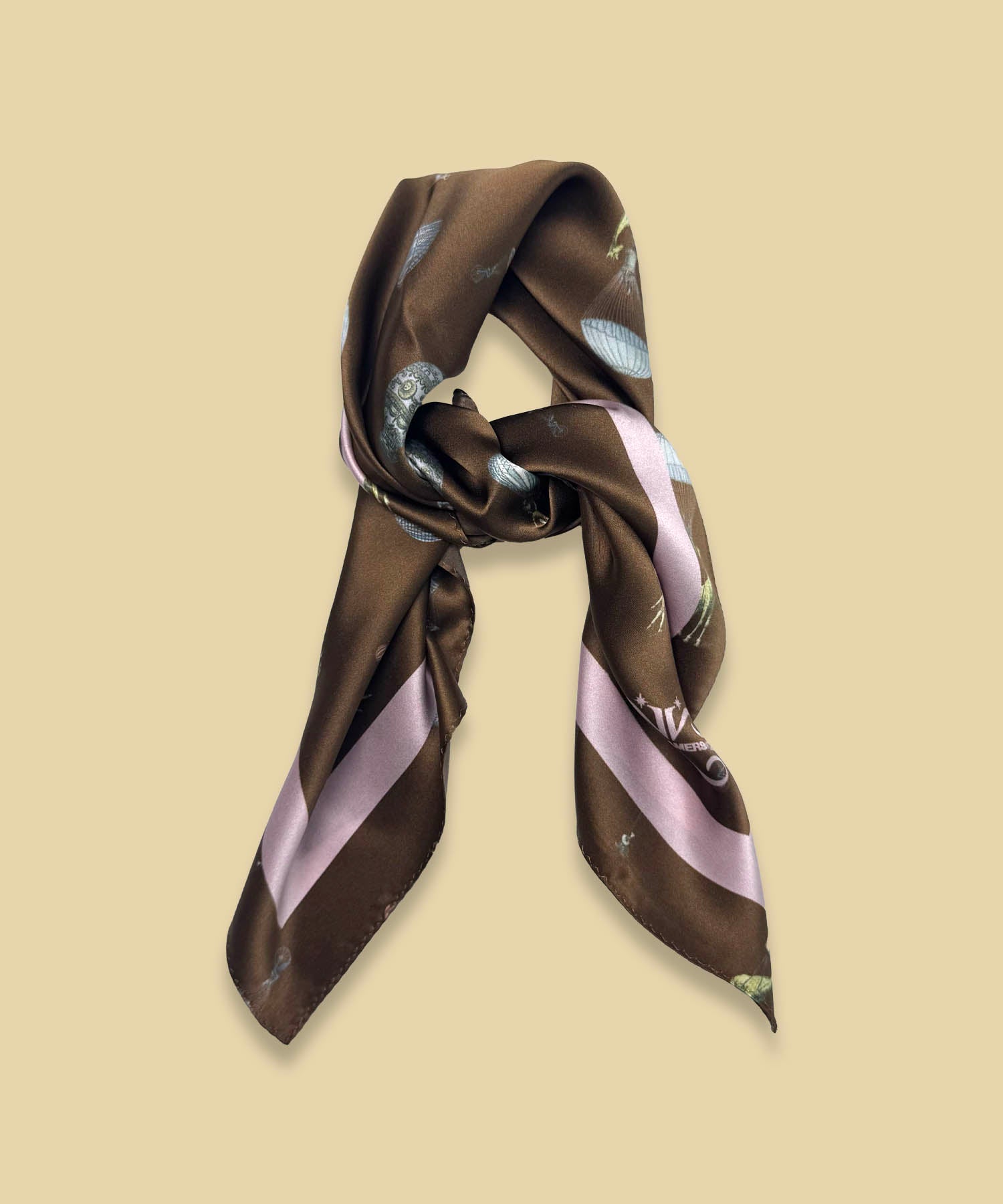 COCOA DREAMVEIL SILK SCARF_BROWN
