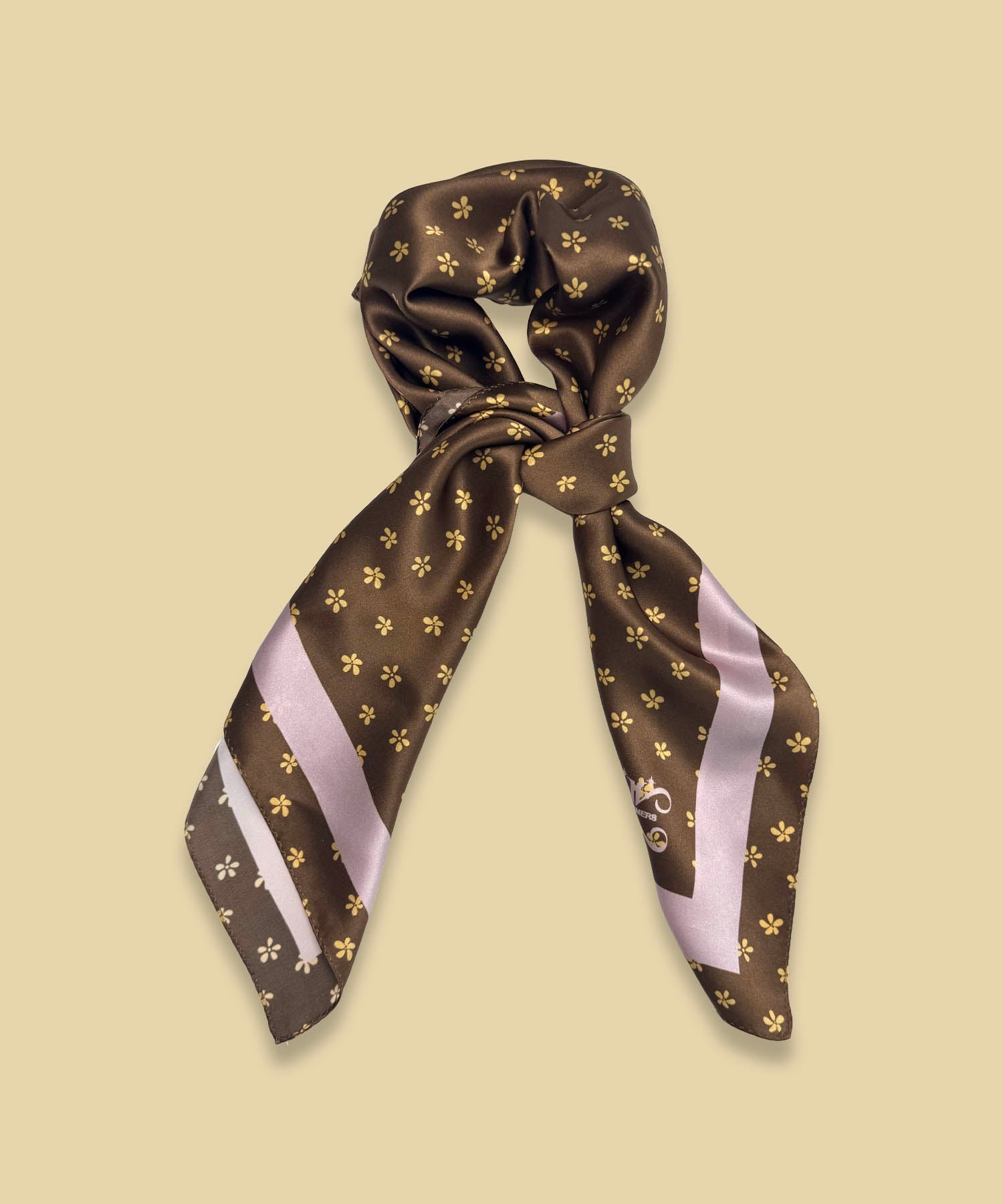 FLEUR GARDEN SILK SCARF_BROWN