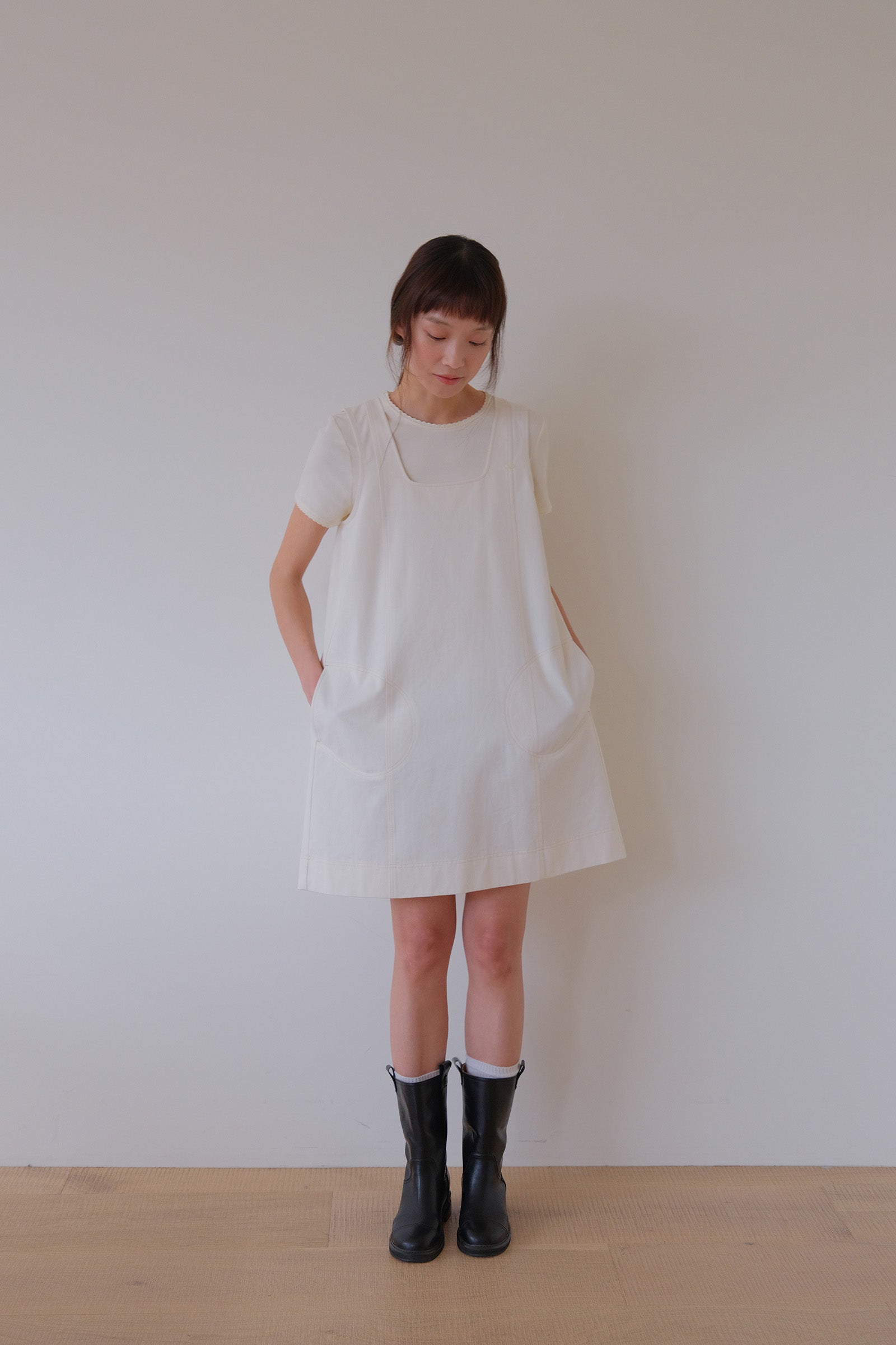 MOUI PASTEL STITCH MINI DRESS _CREAM