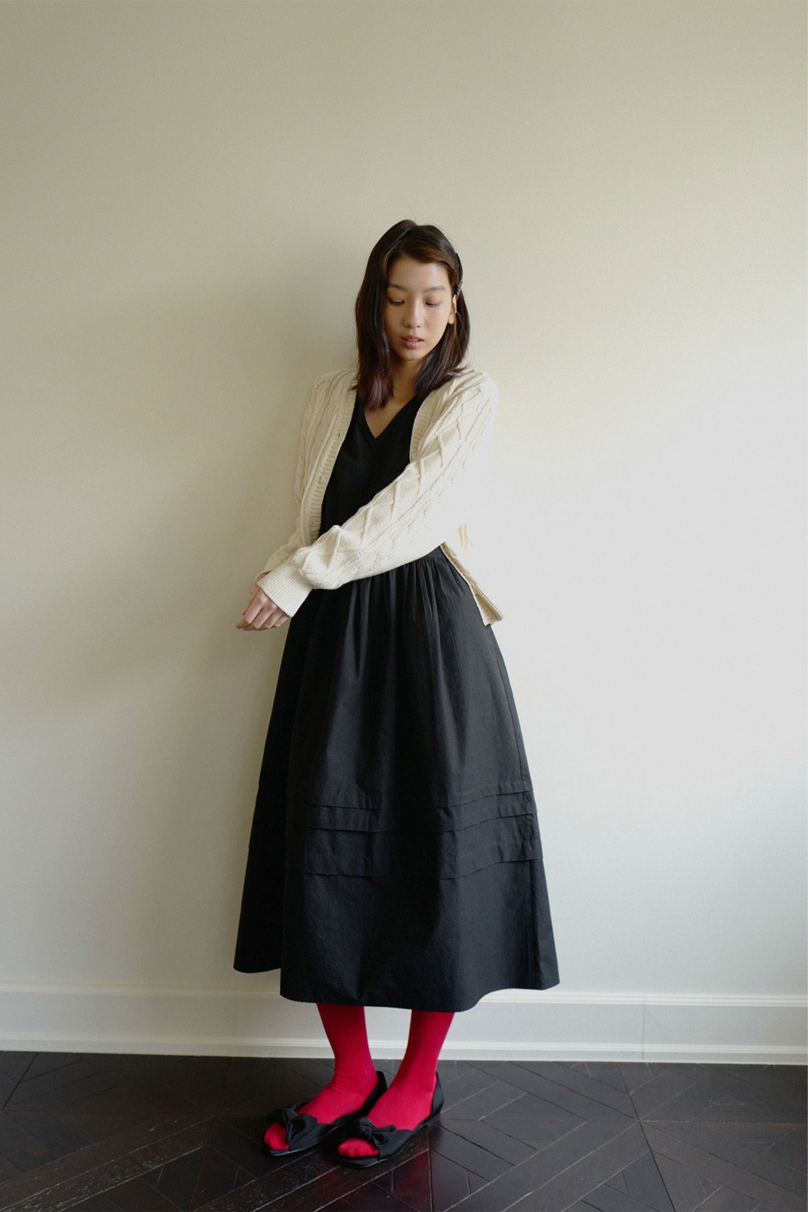 MOUI ROSY MAXY SHIRRING DRESS_BLACK