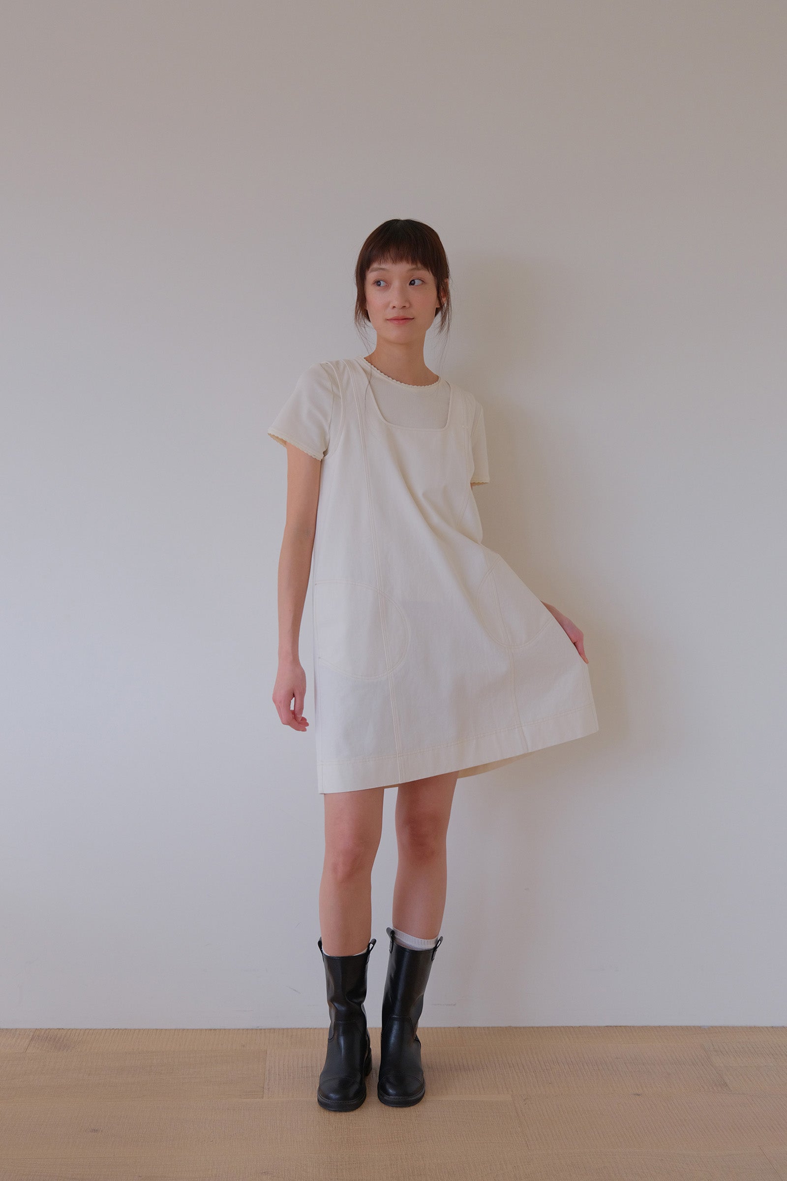 MOUI PASTEL STITCH MINI DRESS _CREAM
