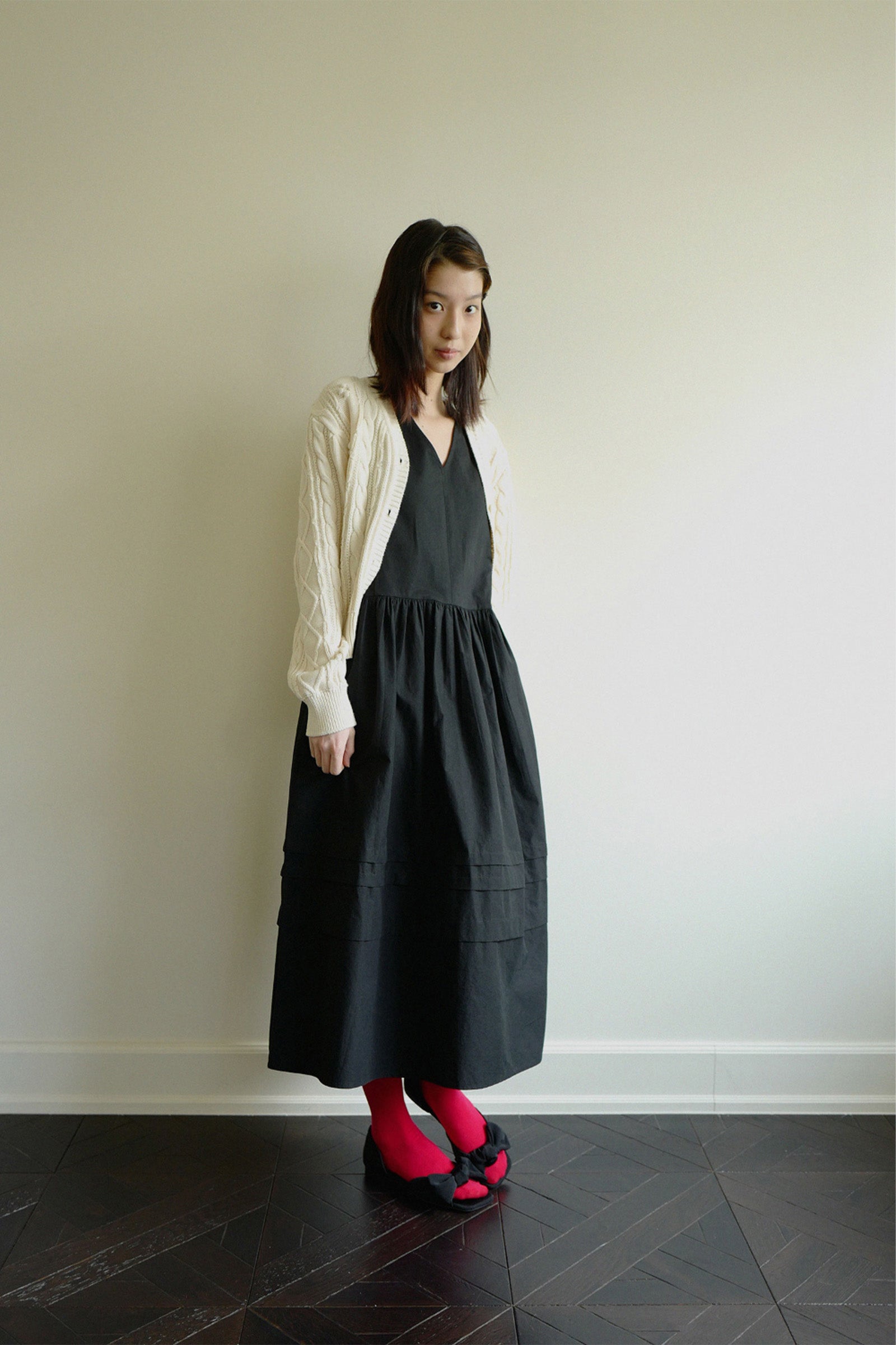 MOUI ROSY MAXY SHIRRING DRESS_BLACK