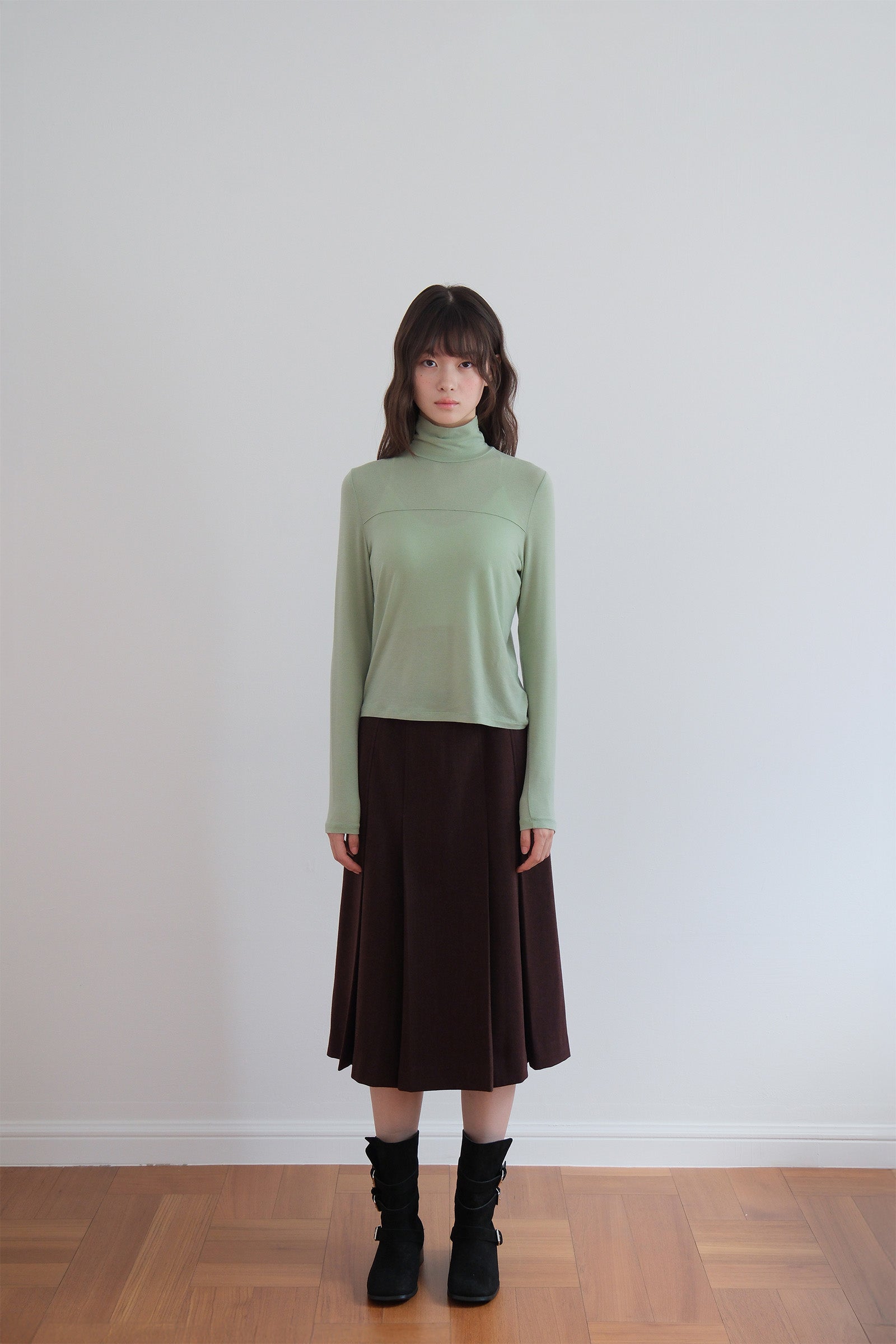 TENCEL WOOL HIGHNECK T_GREEN
