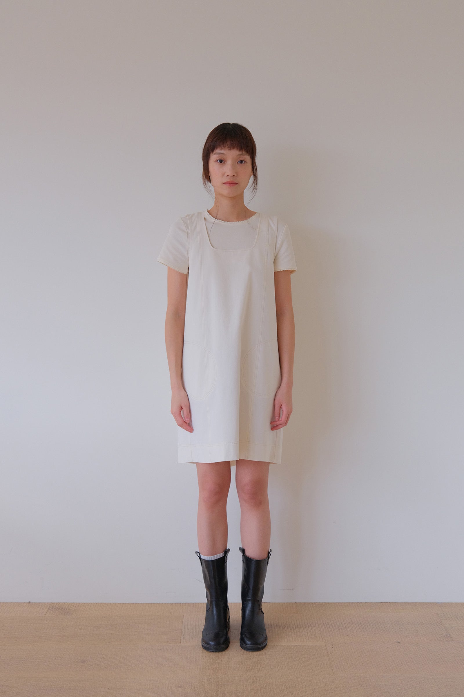 MOUI PASTEL STITCH MINI DRESS _CREAM