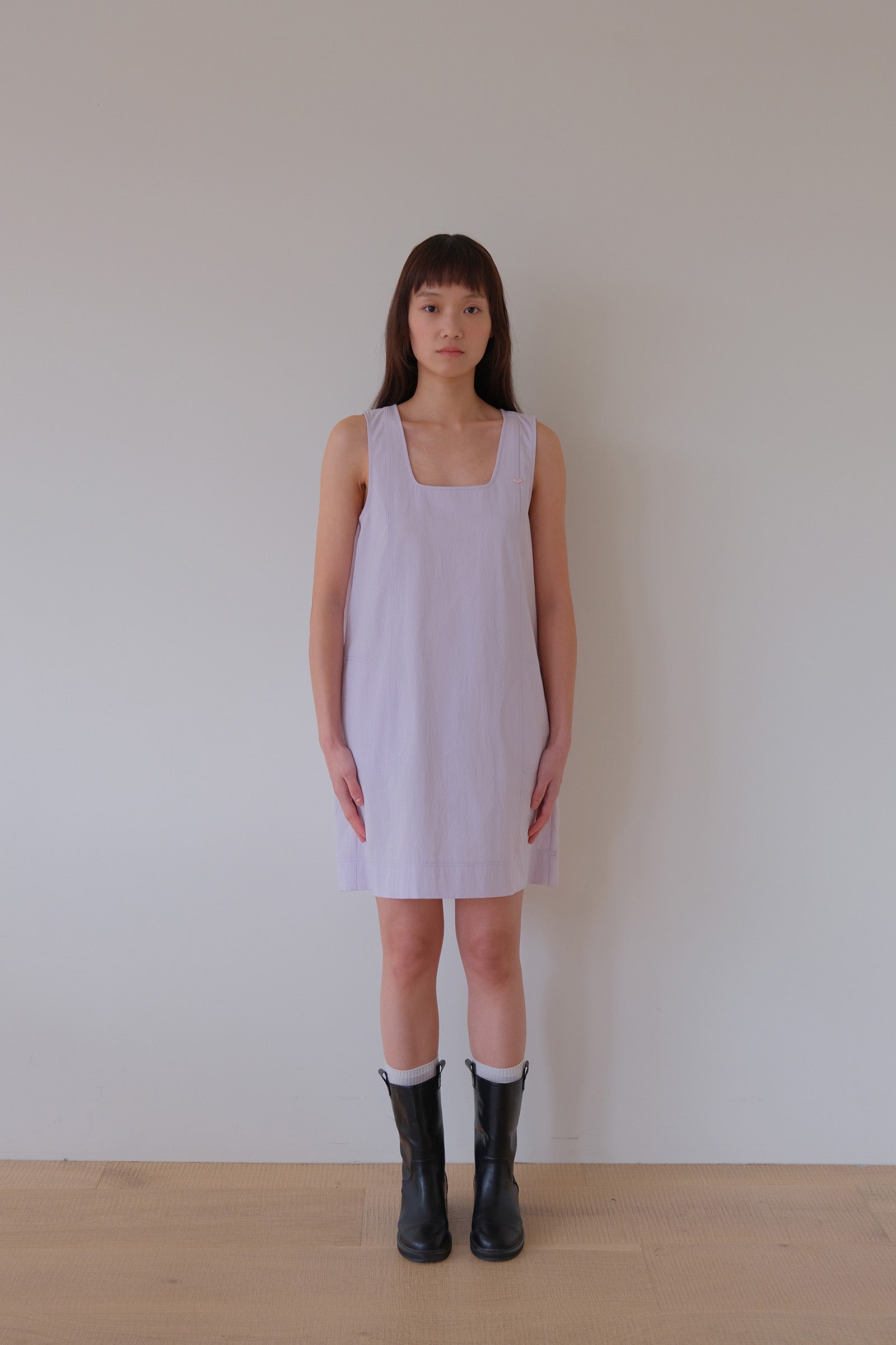 MOUI PASTEL STITCH MINI DRESS_PALE PURPLE