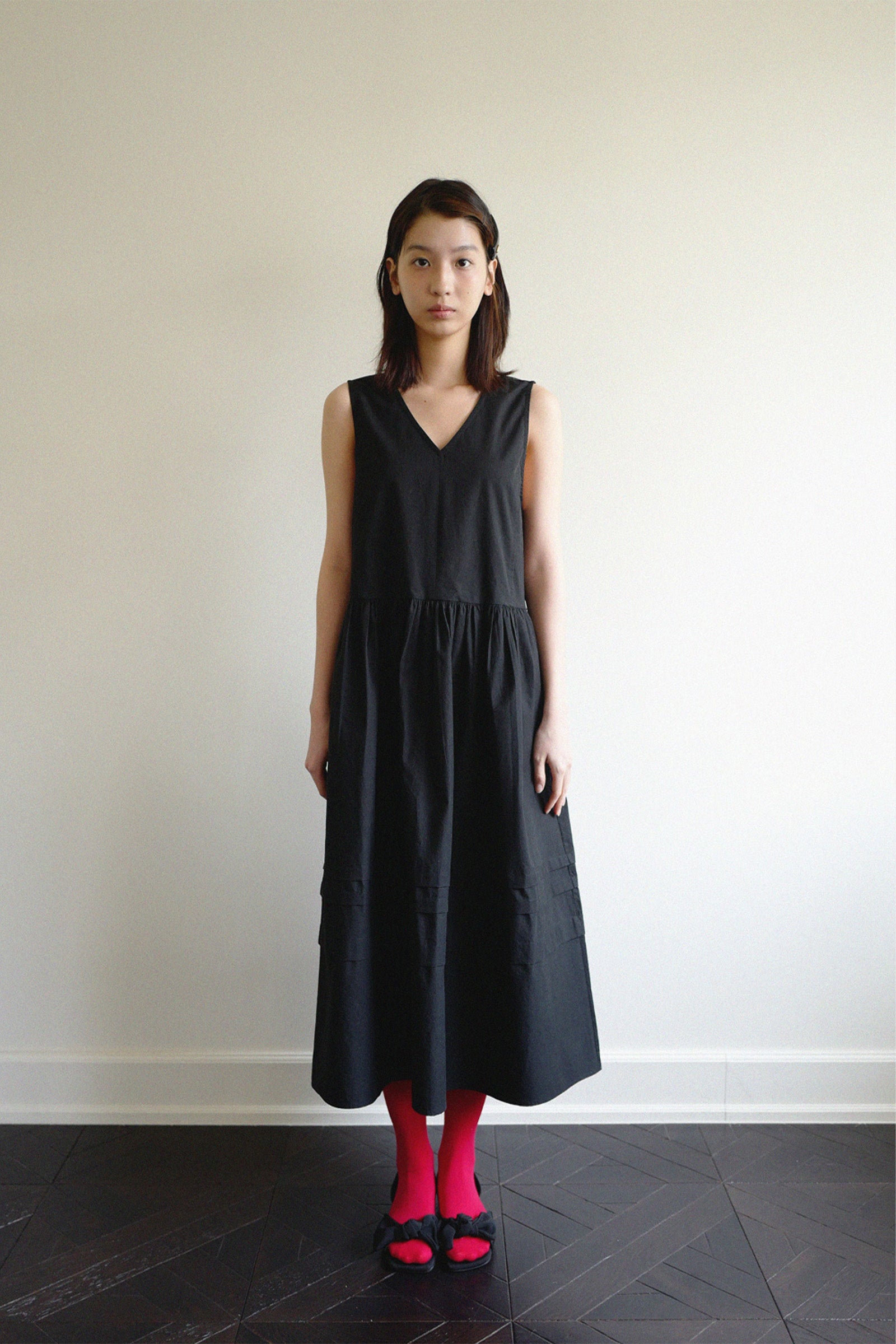 MOUI ROSY MAXY SHIRRING DRESS_BLACK