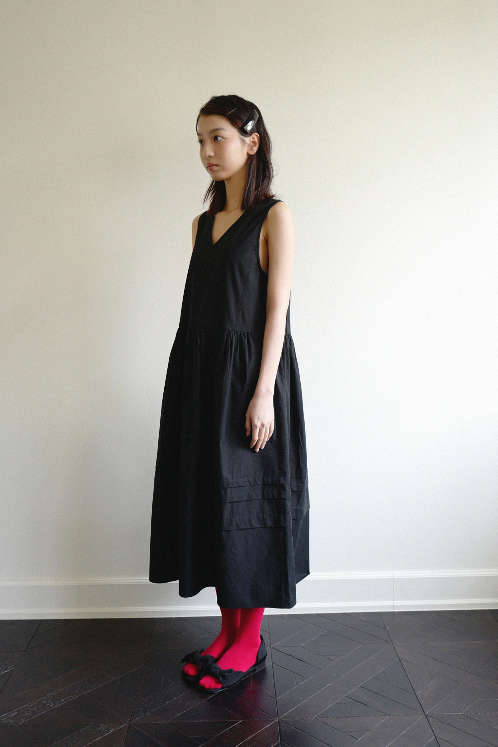 MOUI ROSY MAXY SHIRRING DRESS_BLACK