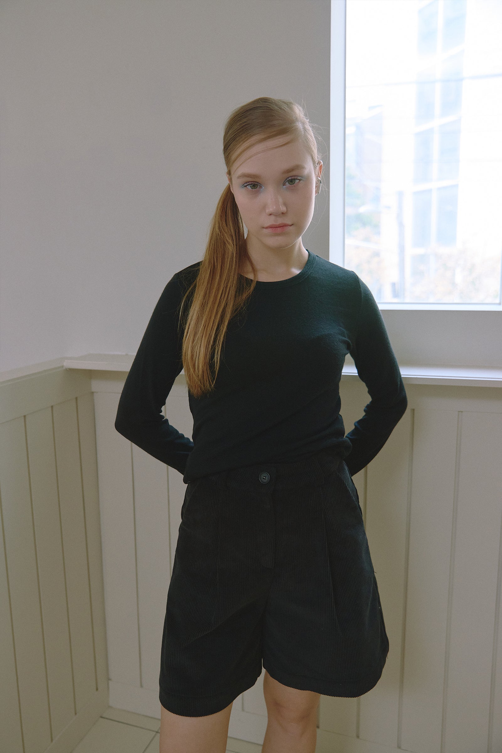 CORDUROY BERMUDA PANTS_BLACK