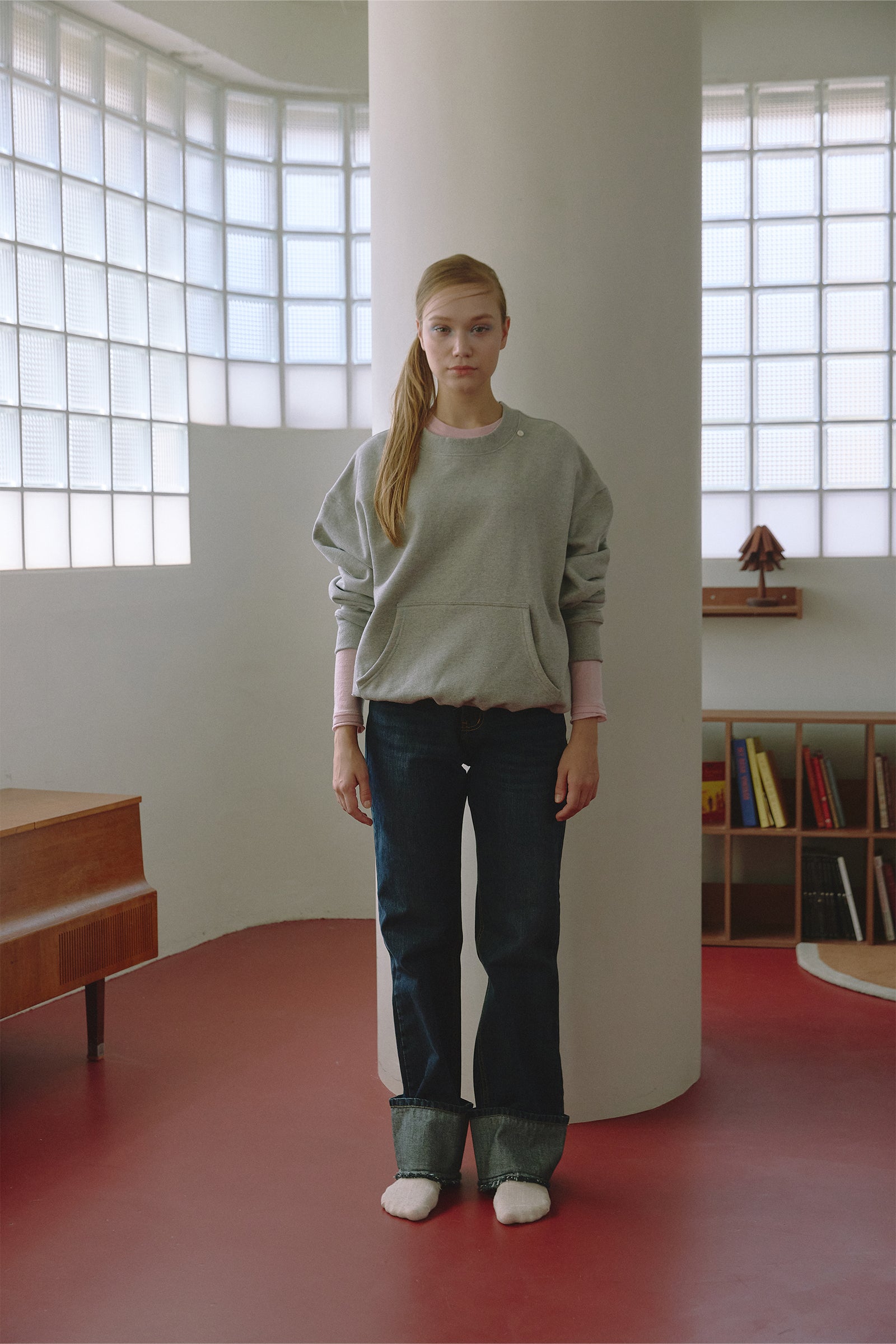 SIGNATURE BELT POINTED DENIM PANTS_INDIGO