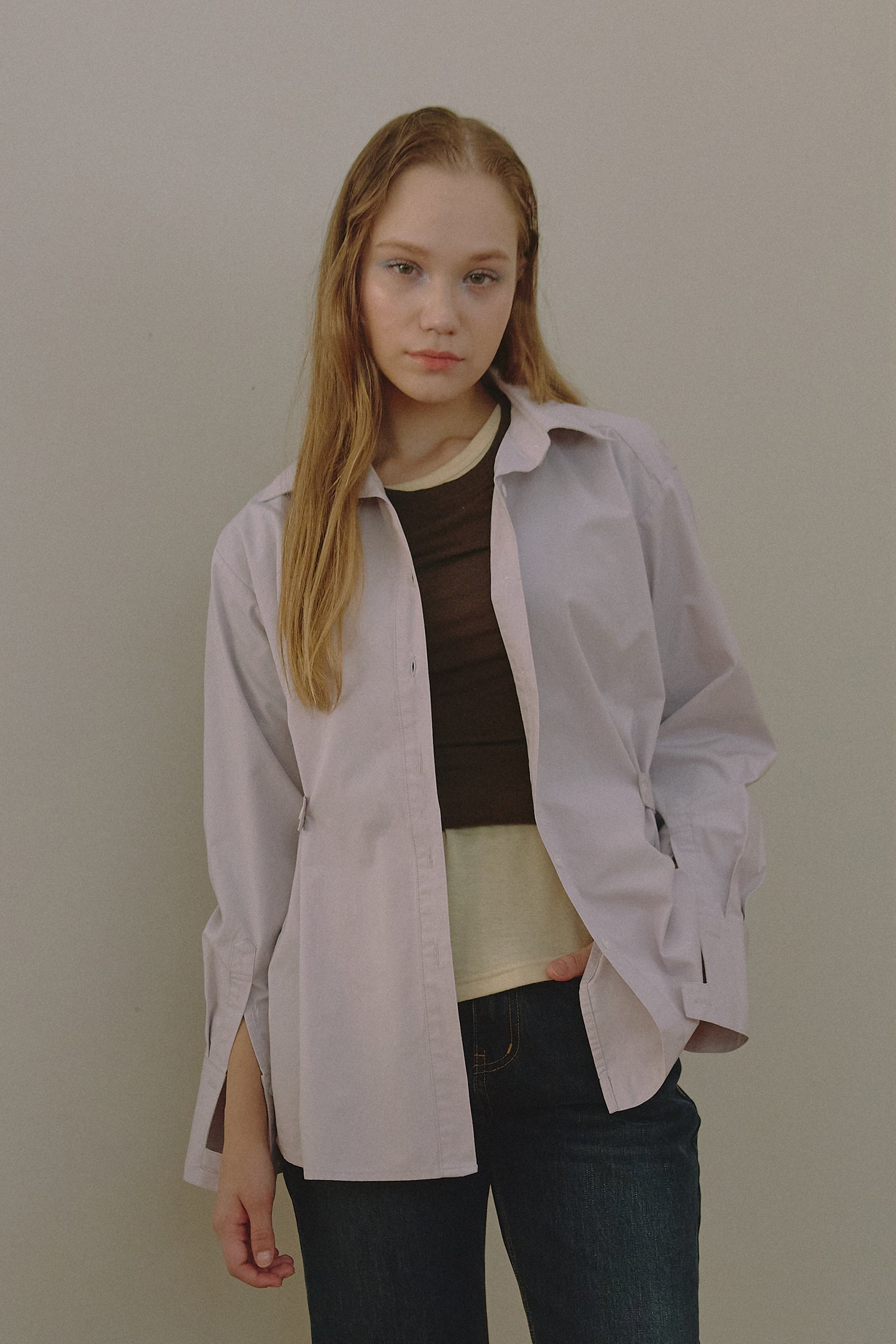 SIDE POINT OVERSIZED CLASSIC SHIRT_LIGHT PURPLE