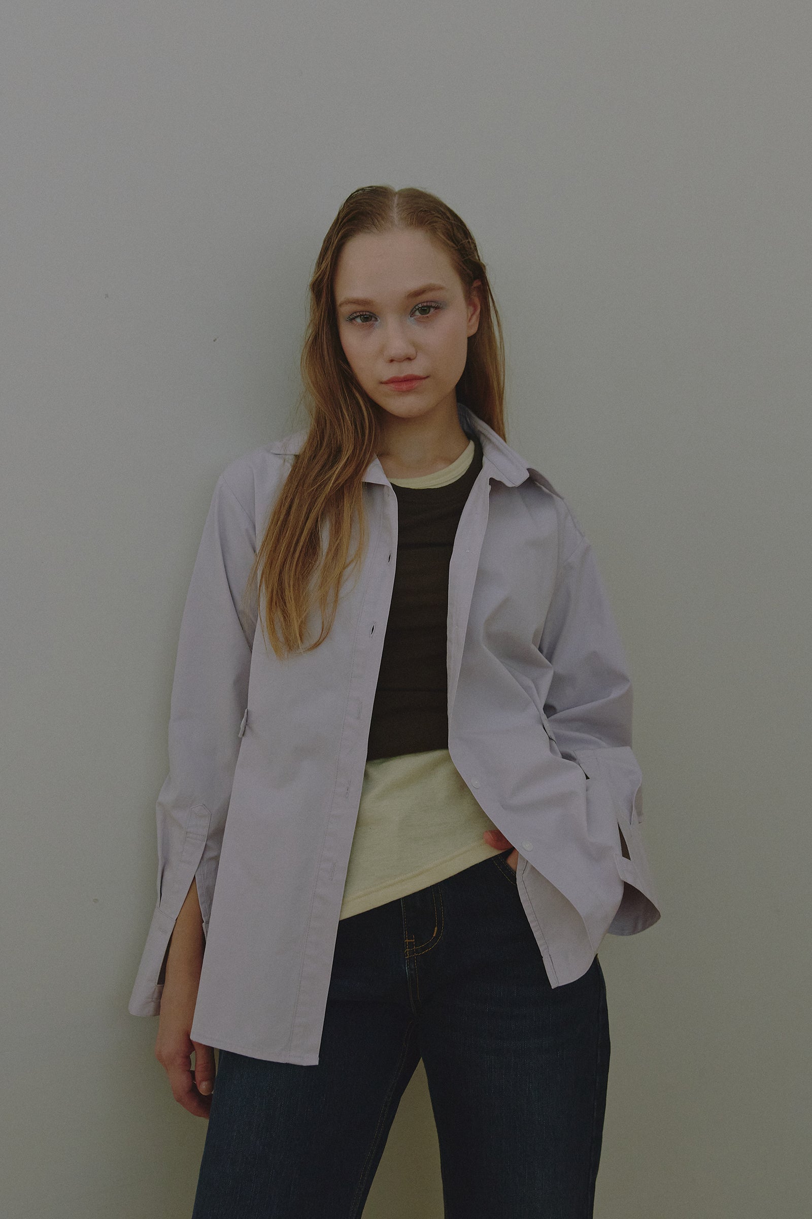 SIDE POINT OVERSIZED CLASSIC SHIRT_LIGHT PURPLE