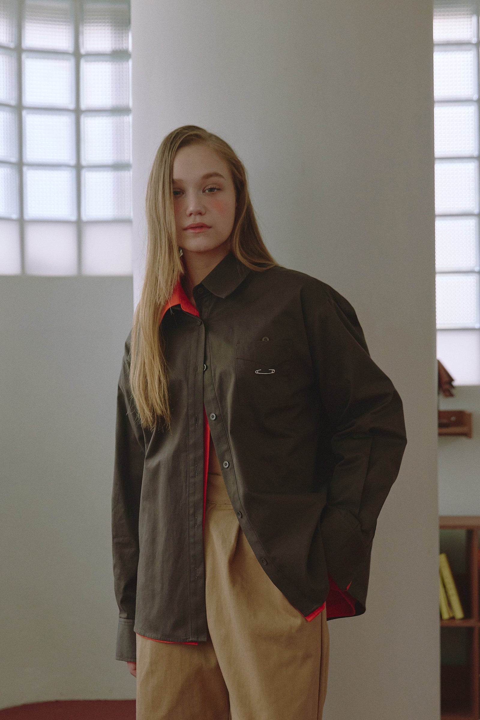 EMBROIDERY CLASSIC SHIRT_BROWN