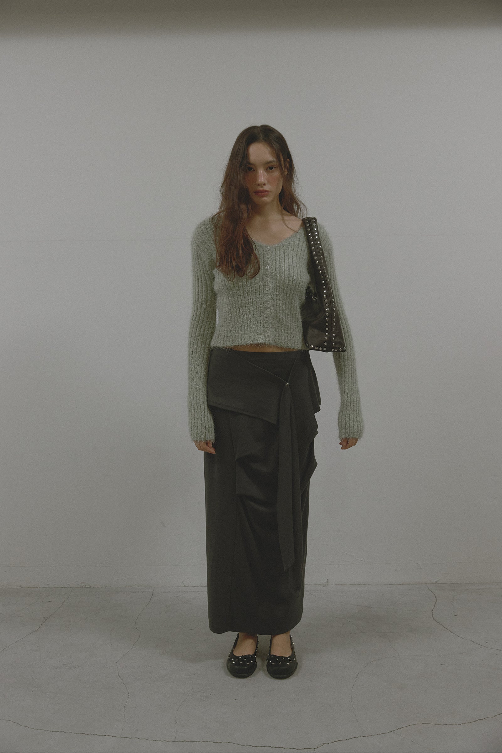 LEATHER BOHO STUD BAG_DARK BROWN