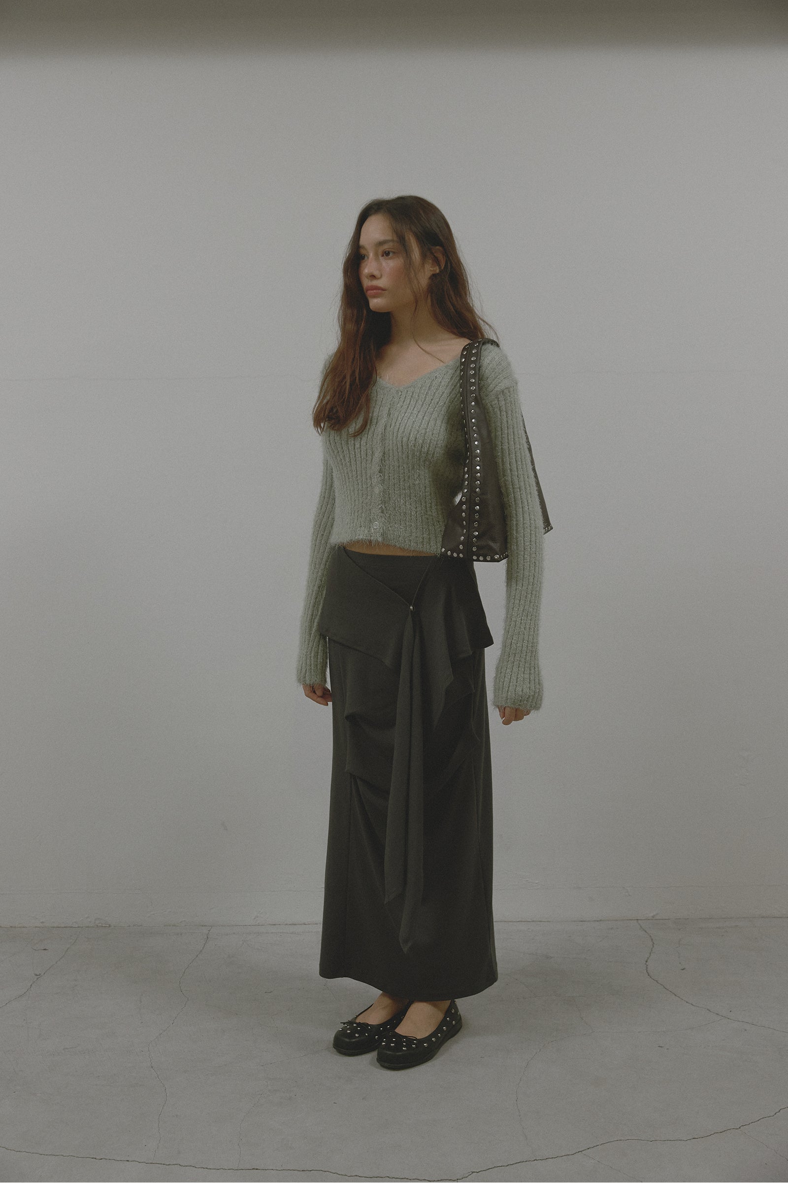 LEATHER BOHO STUD BAG_DARK BROWN