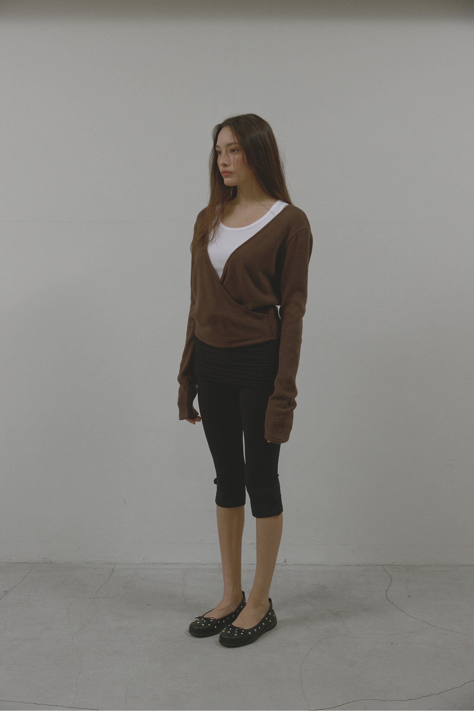 SOFT WRAP KNIT T_BROWN