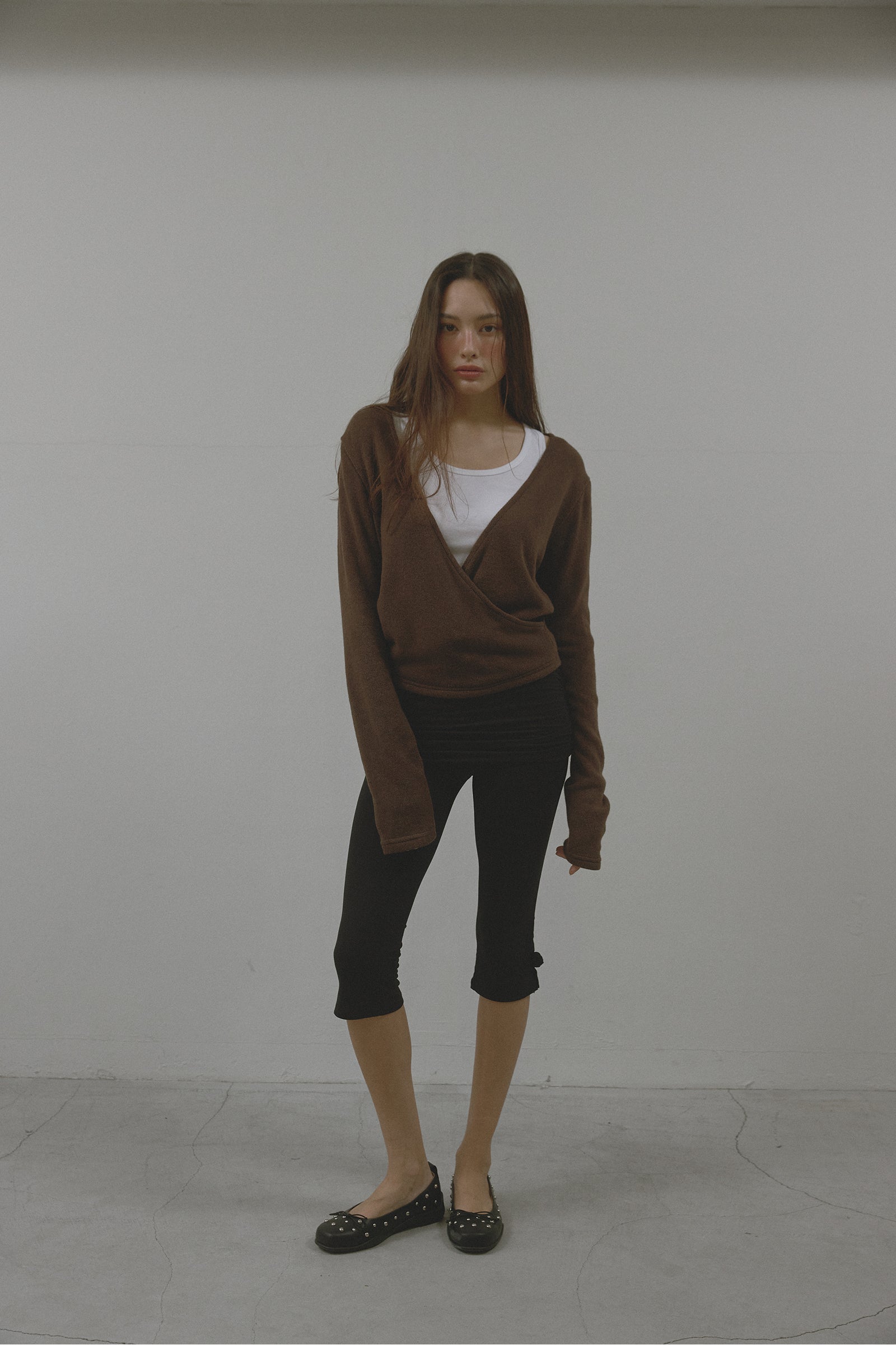 SOFT WRAP KNIT T_BROWN