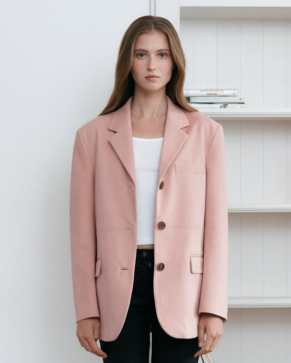 STITCH SUEDE JACKET_PINK