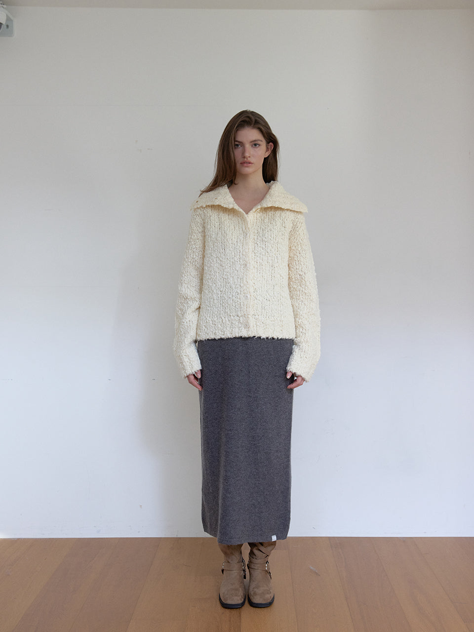 COZY HIGHNECK CARDIGAN_IVORY