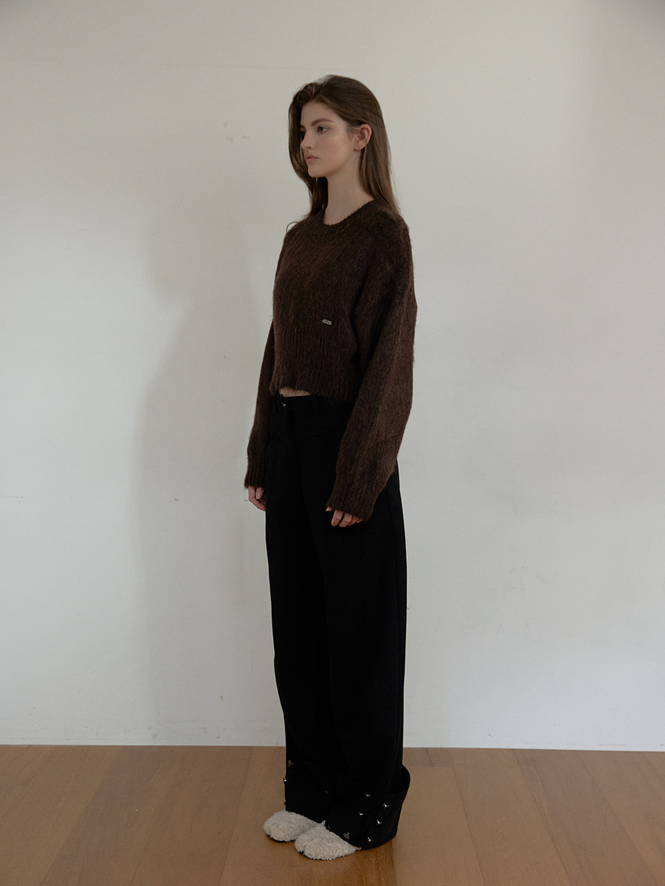 CORDUROY CURVED PANTS_BLACK