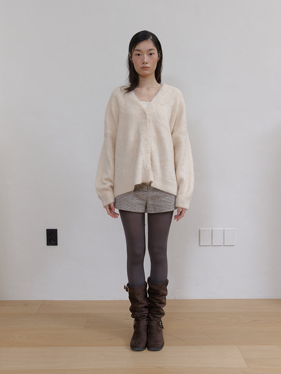 HAIRY BRUSH MIDI CADIGAN_IVORY