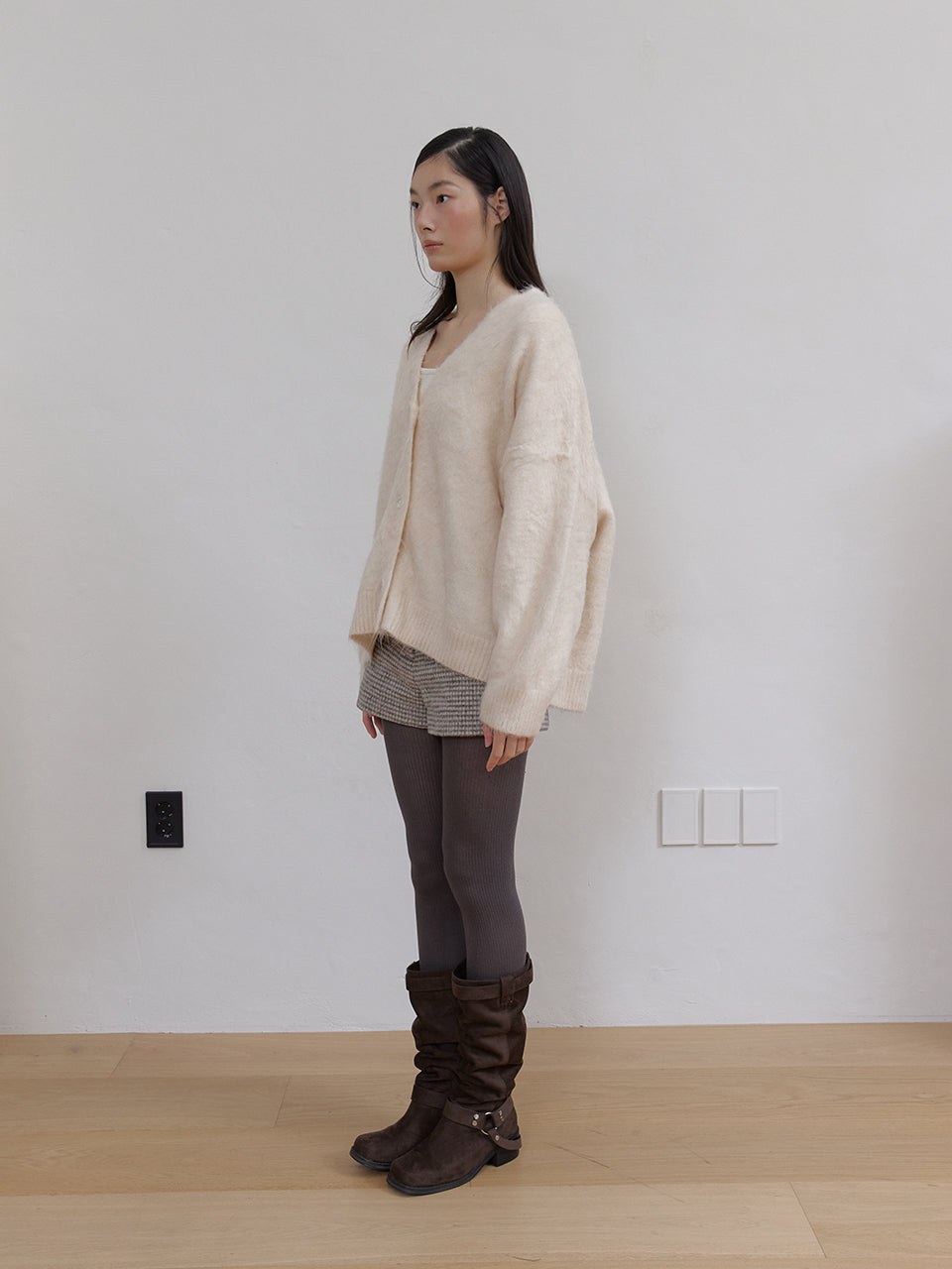 HAIRY BRUSH MIDI CADIGAN_IVORY