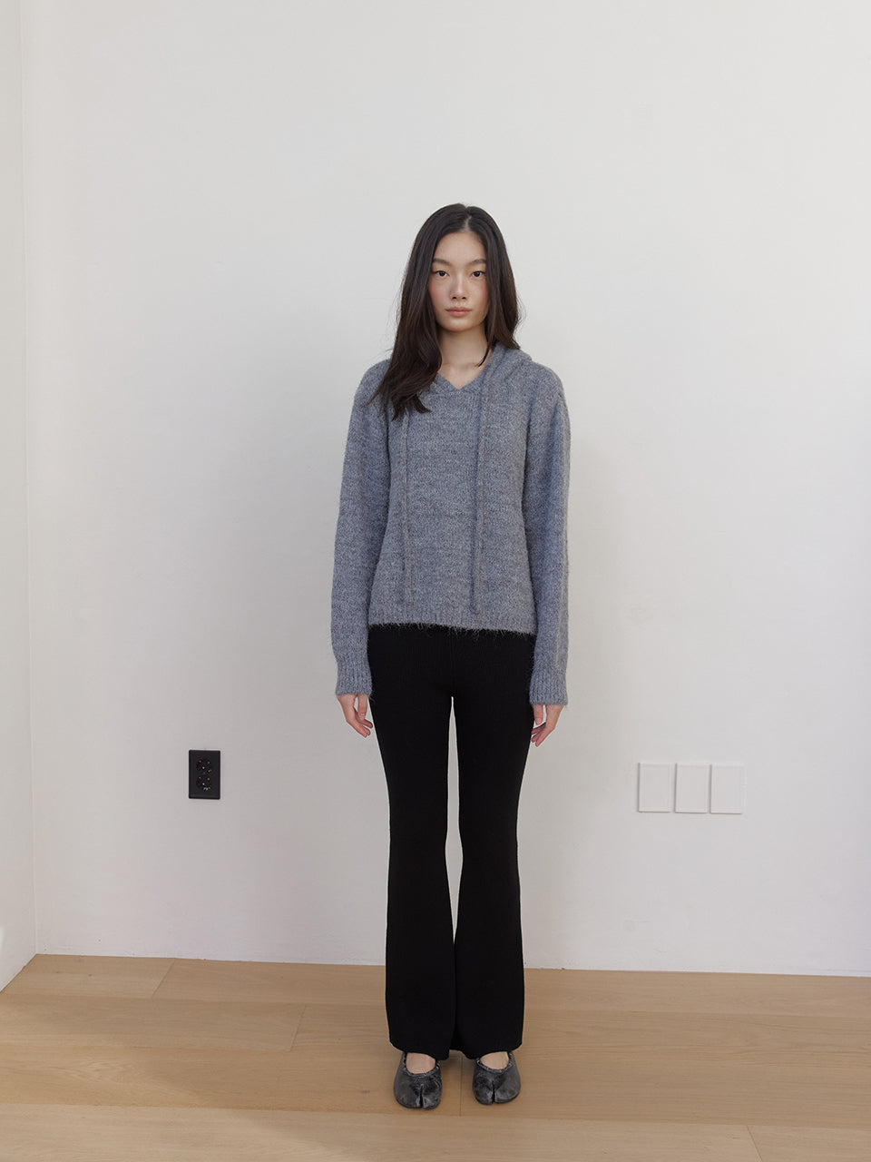 AS BASIC WOOL KNIT HOODY_CHARCOAL