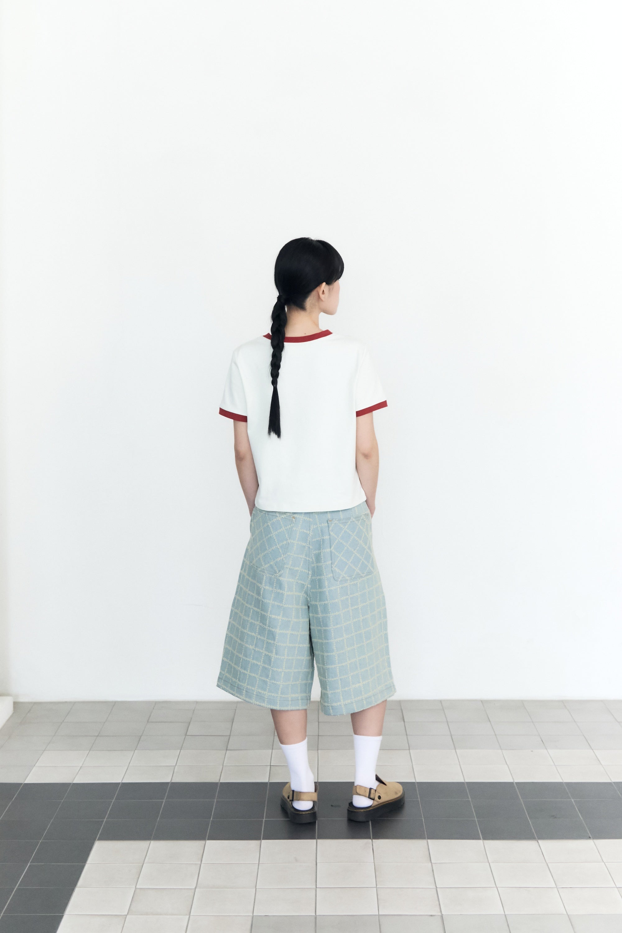 DRAWSTRING SQUARE DENIM BERMUDA_LIGHT BLUE