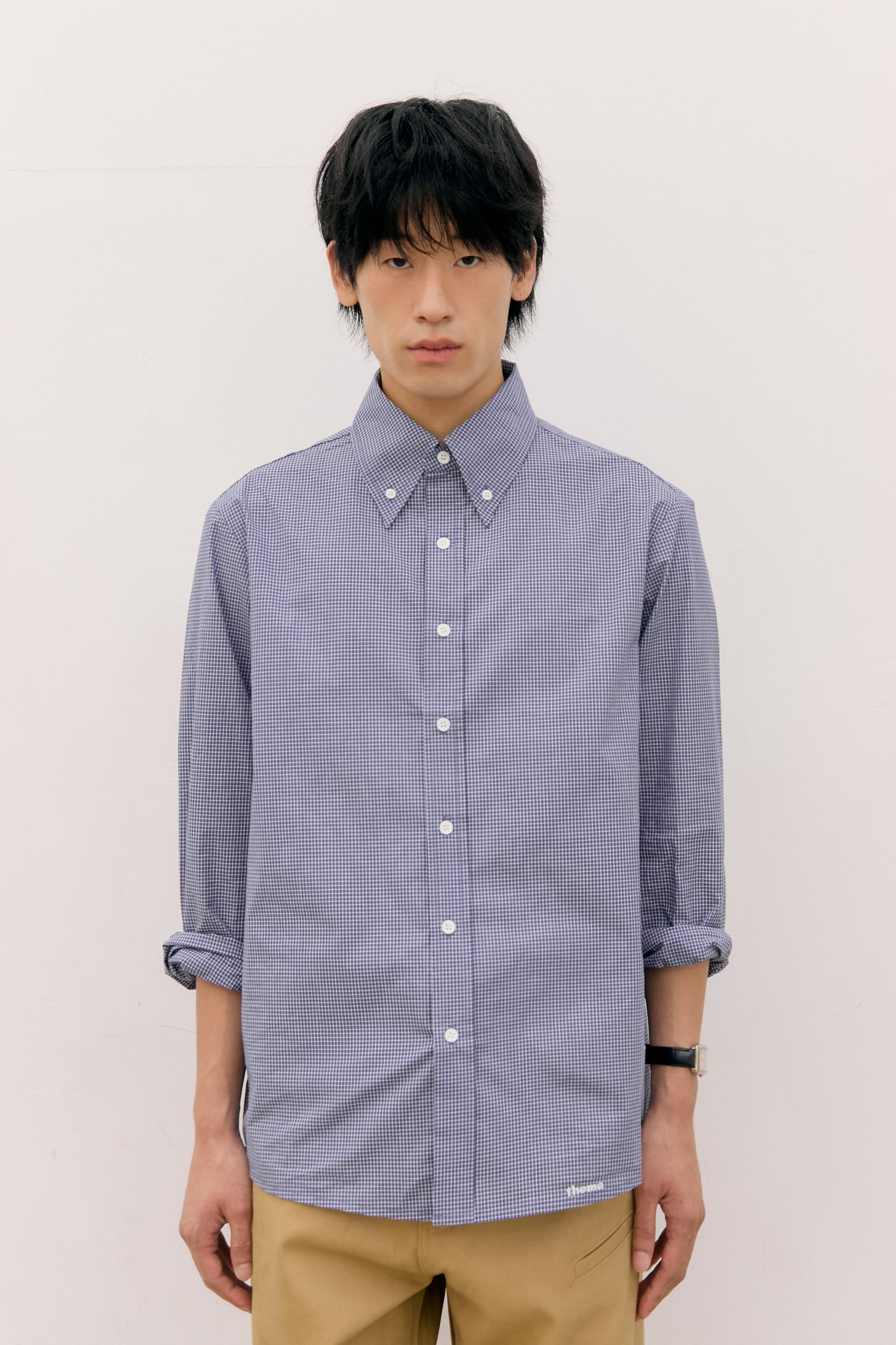 ROLL UP CHECK SHIRTS_NAVY