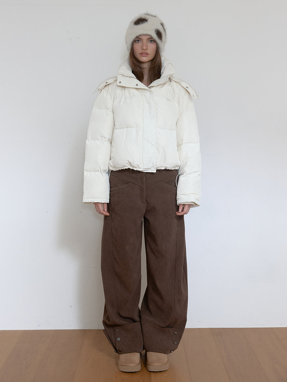 CORDUROY CURVED PANTS_BROWN