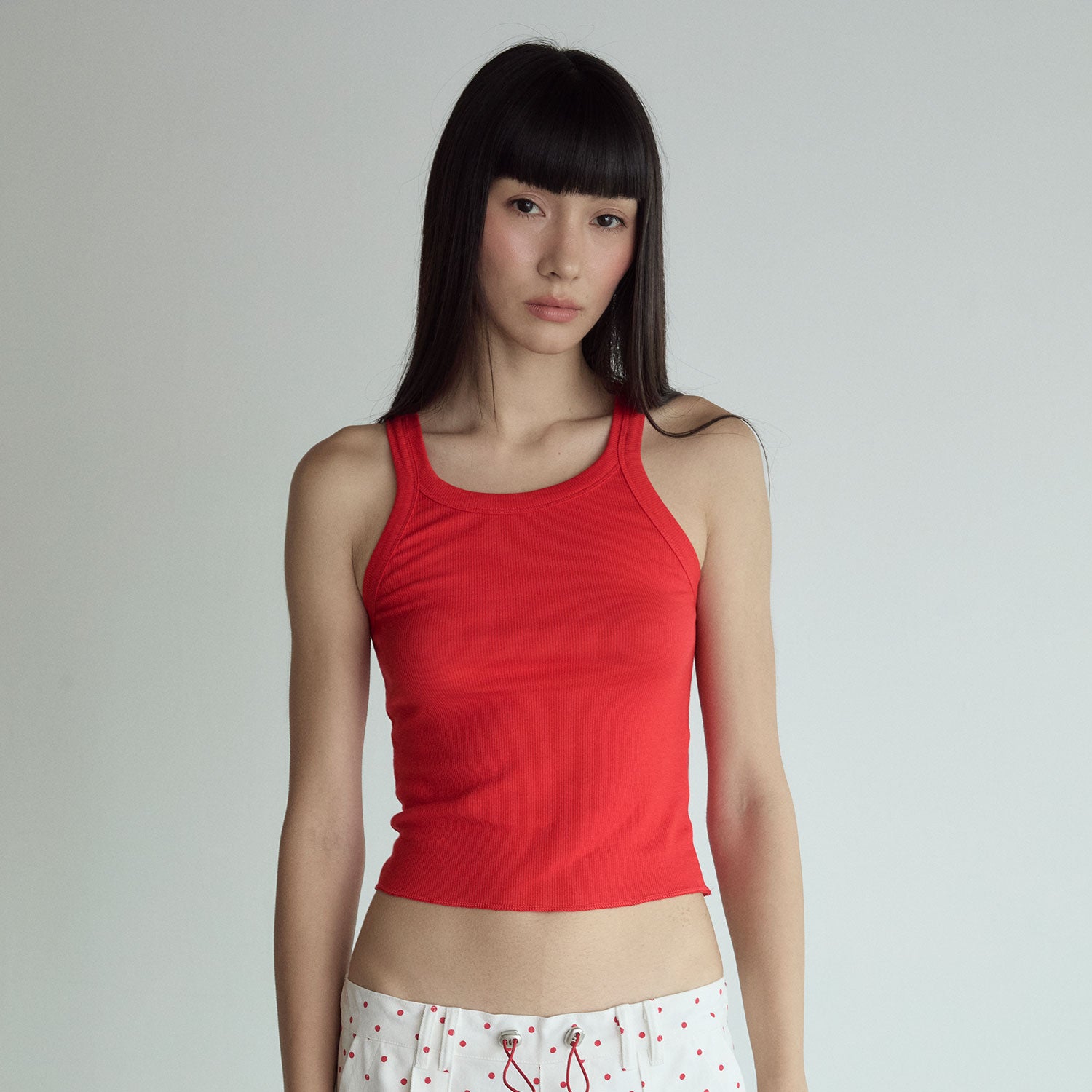 COTTON SLEEVELESS TOP_RED