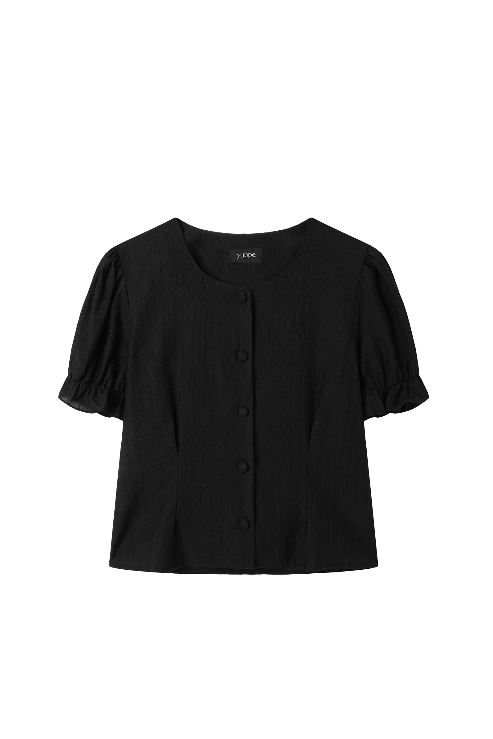 SOFT SHIRRING SHIRT_BLACK