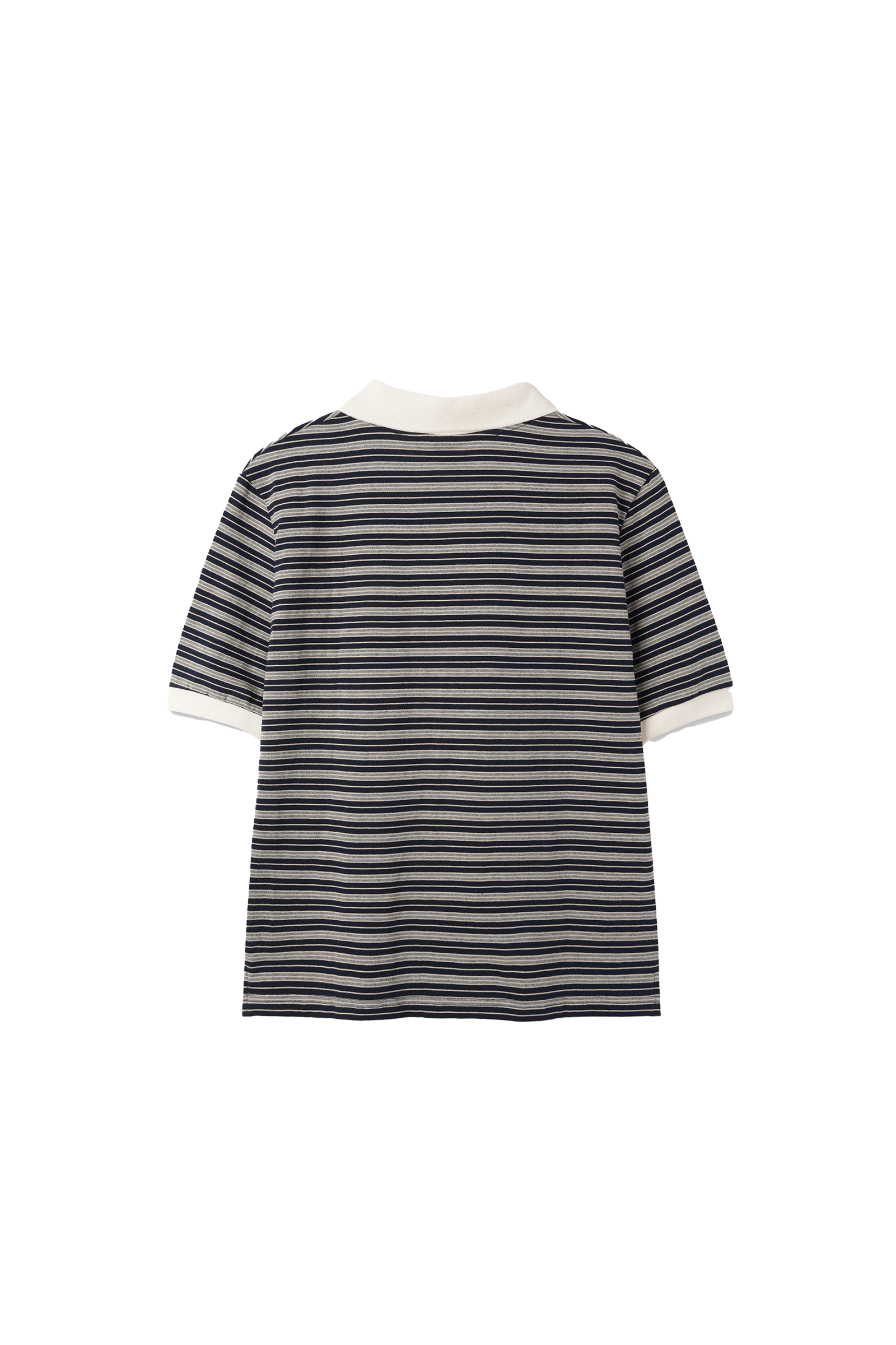 BUTTON STRIPE T-SHIRT_NAVY