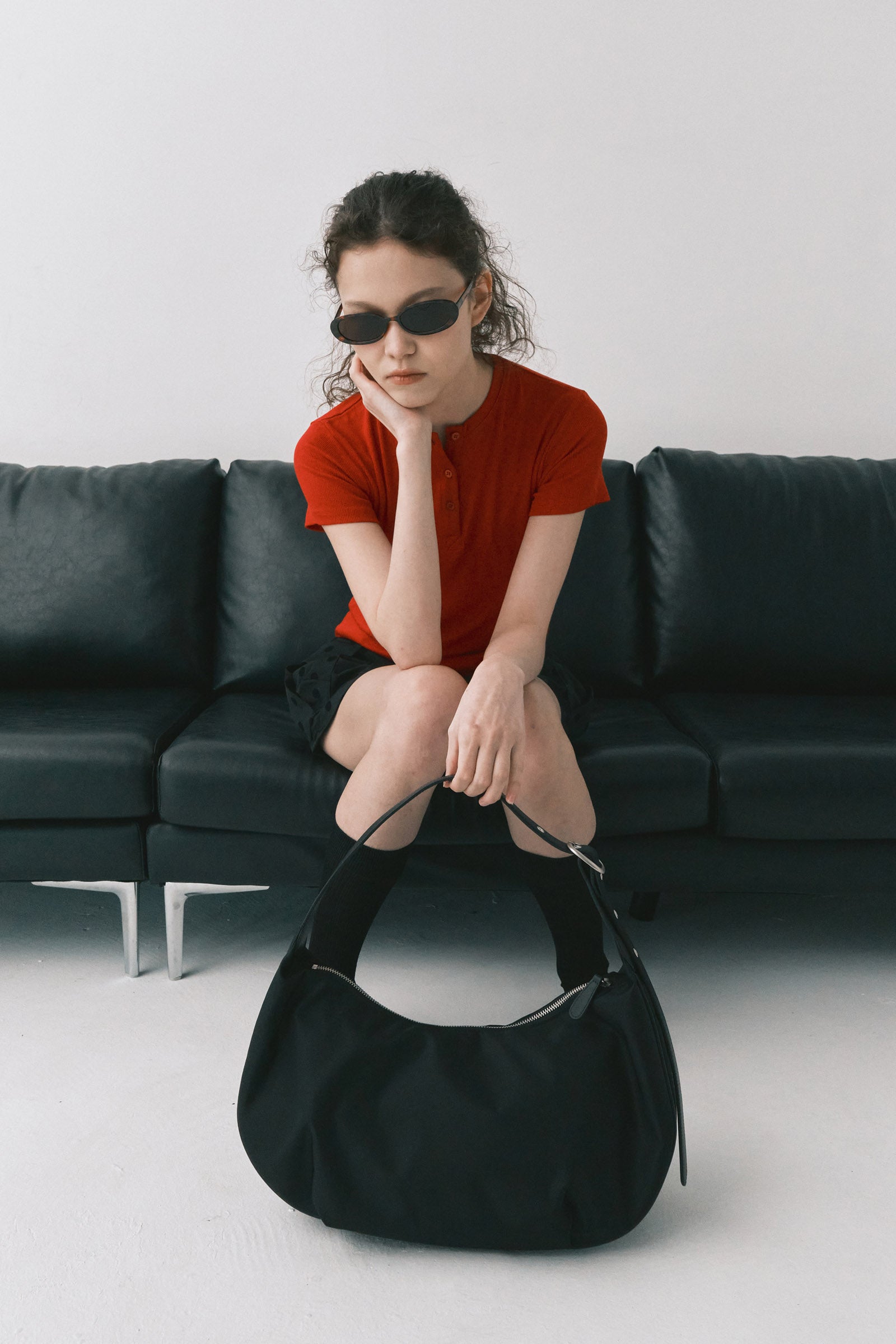 DAILY NYLON HALF MOON BAG_BLACK