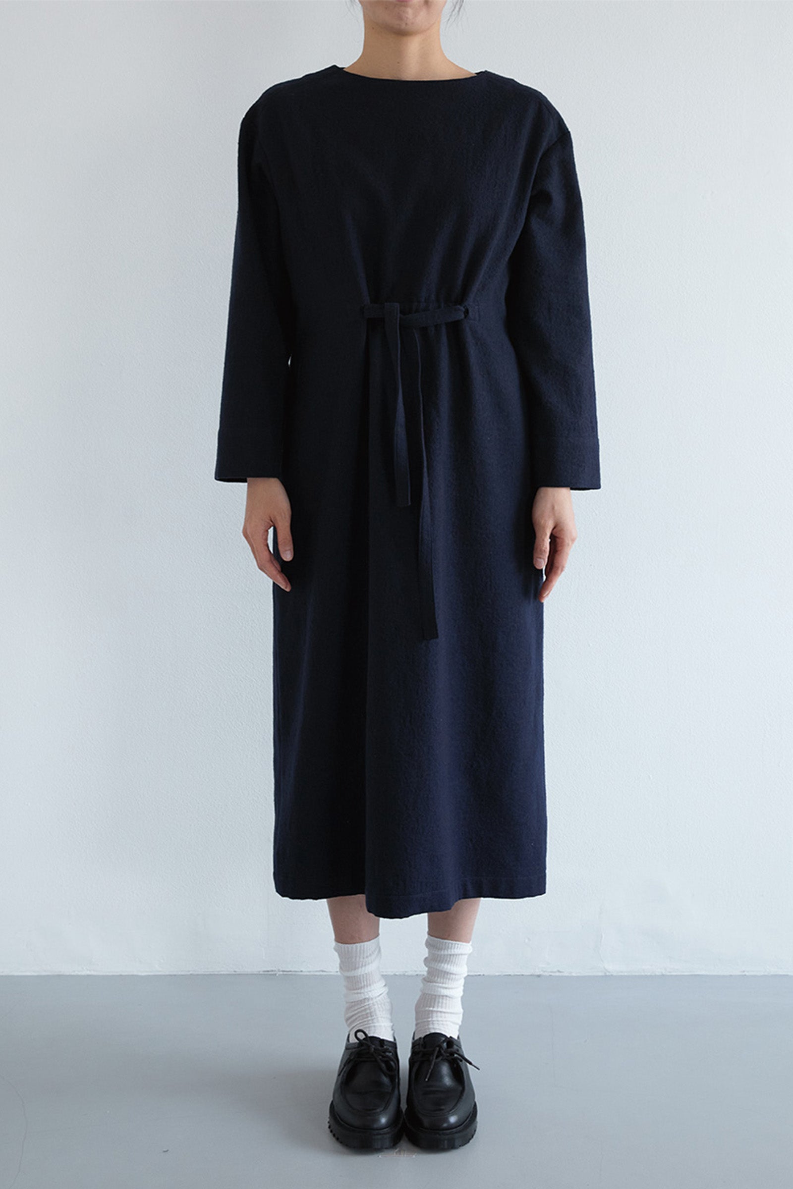 COTTON WOOL BLEND DRESS_NAVY