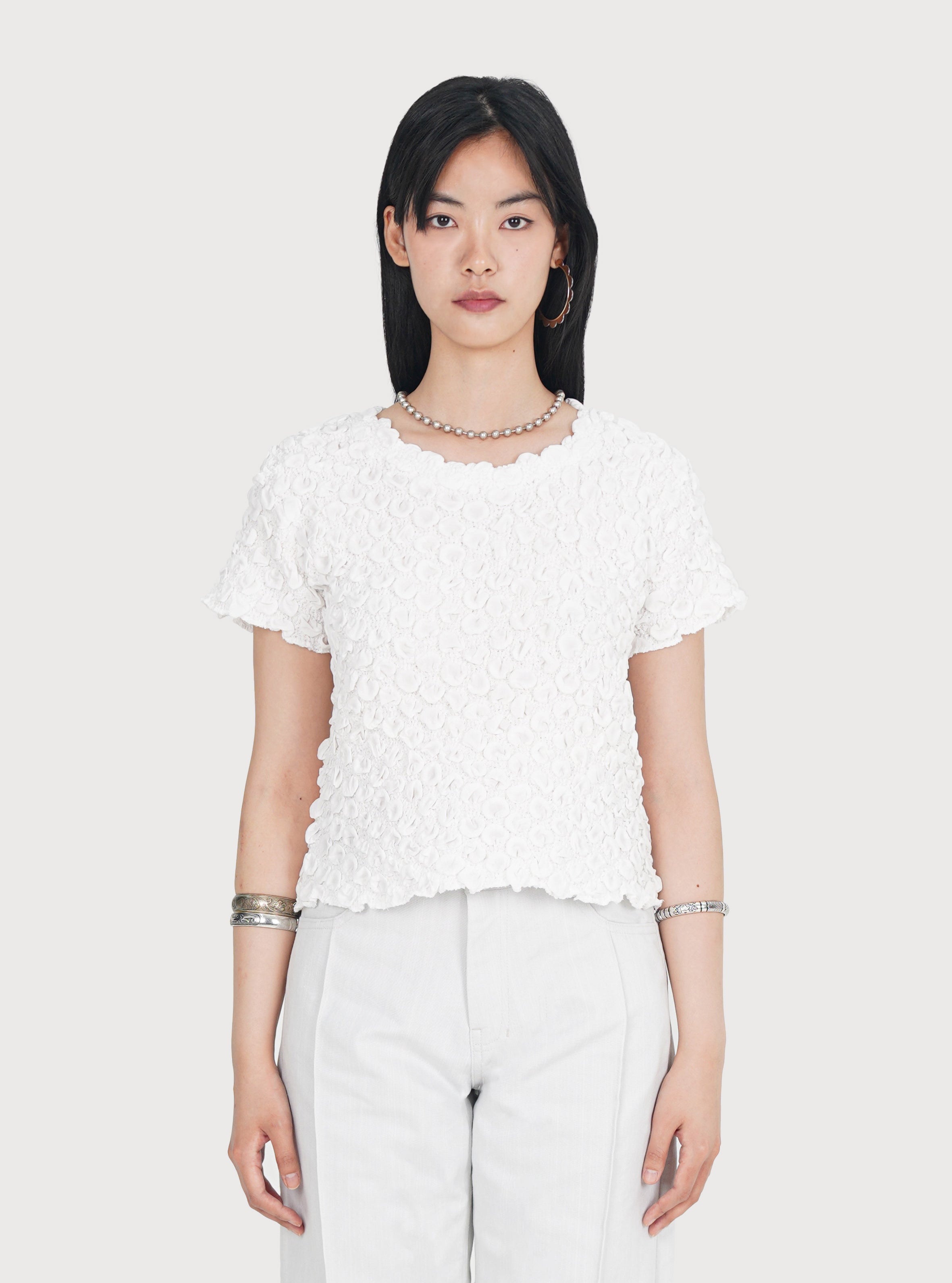 EMBOSSED STRETCH TOP_WHITE