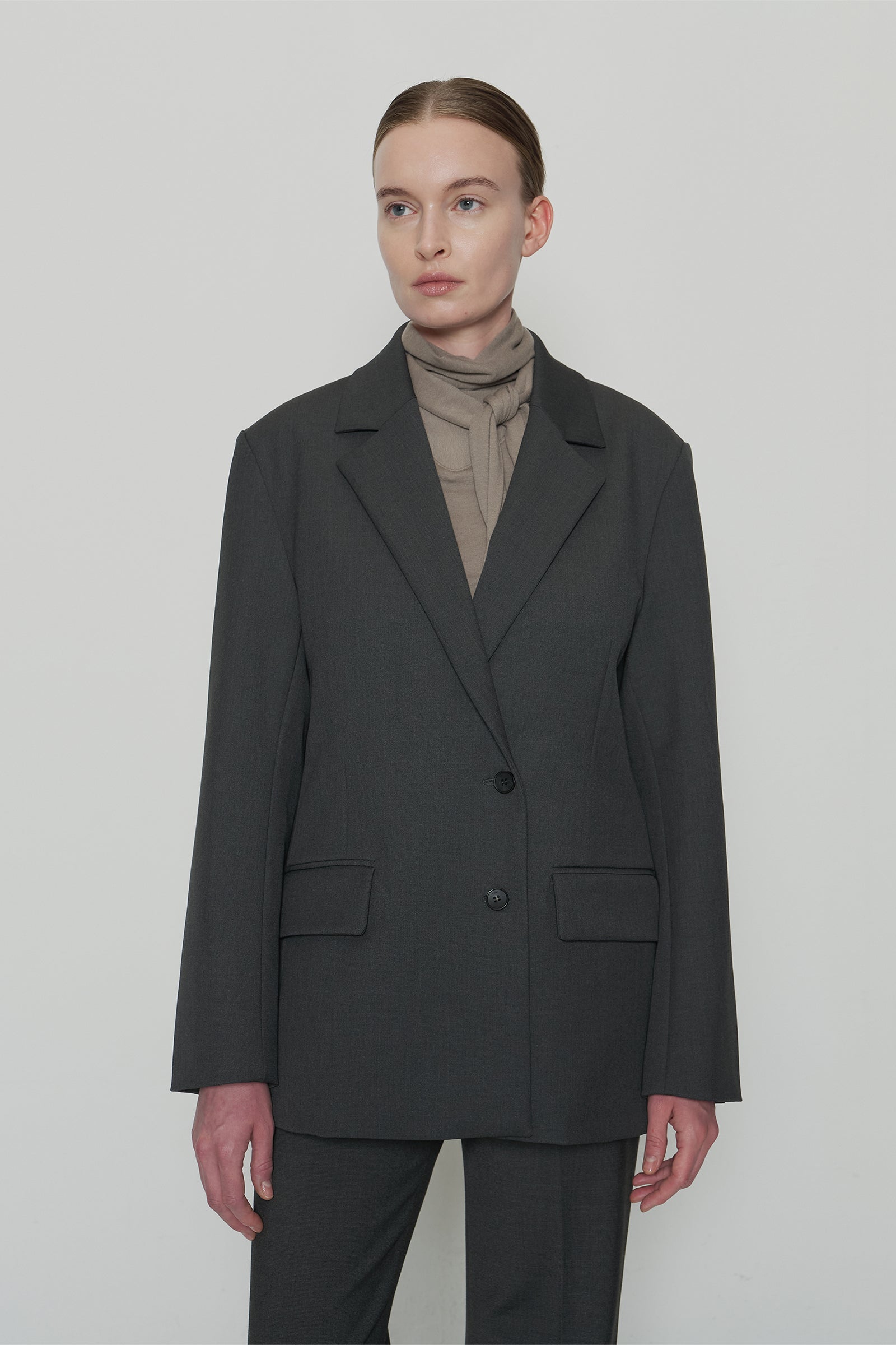 DOUBLE BREASTED OVERSIZED JACKET_CHARCOAL