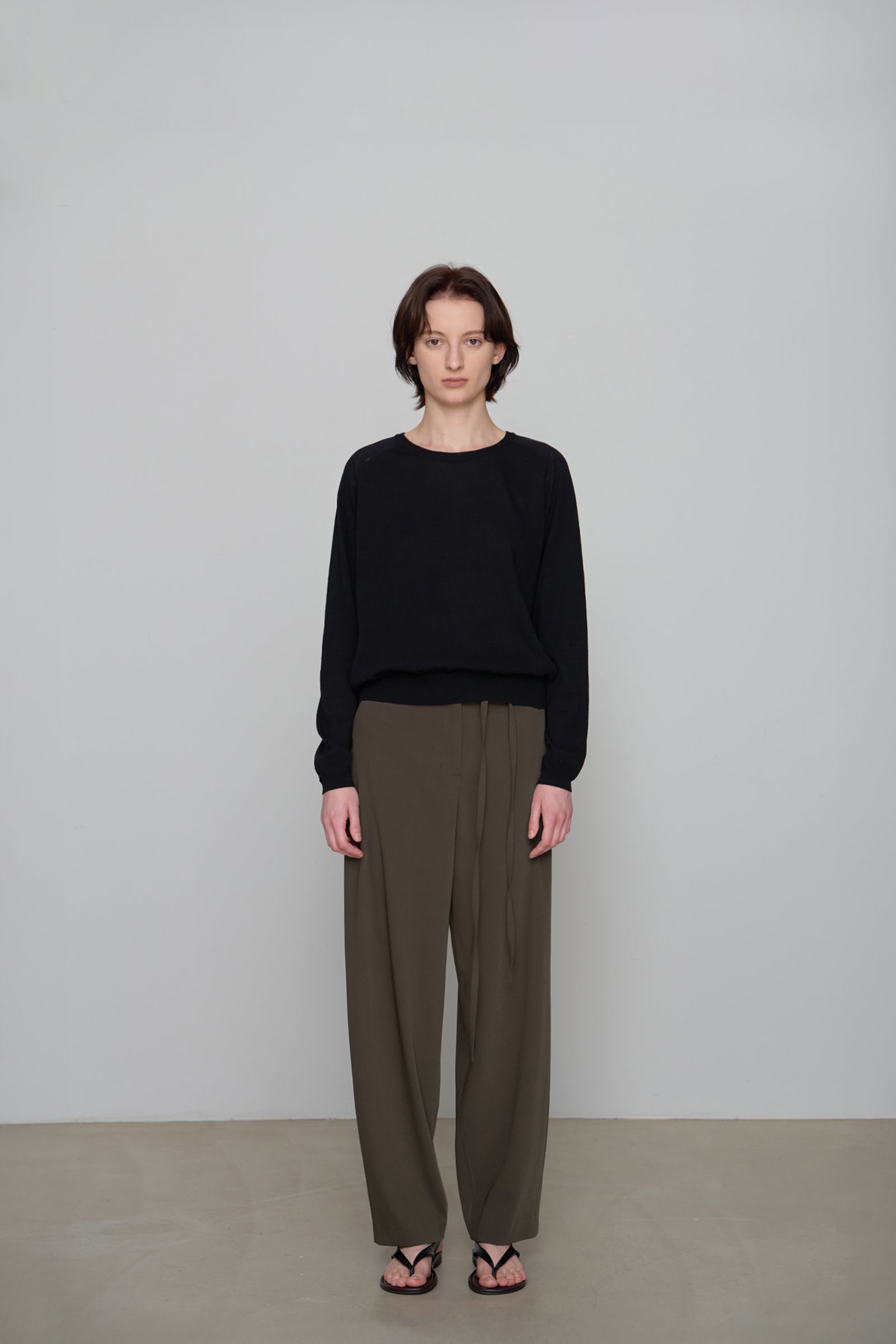 CURVED STRAP PANTS_BROWN