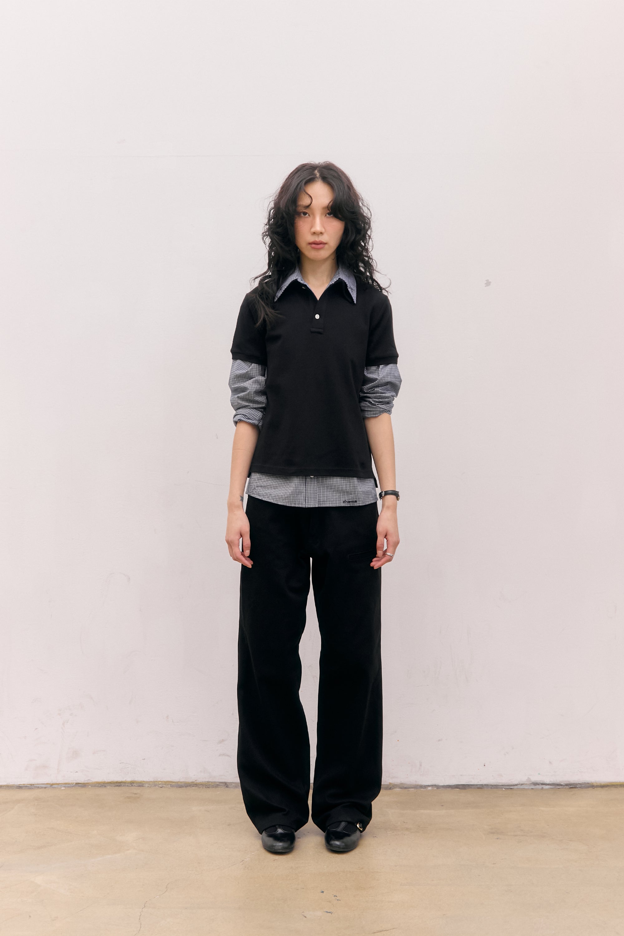 80S LAYERED POLO SHIRTS_BLACK