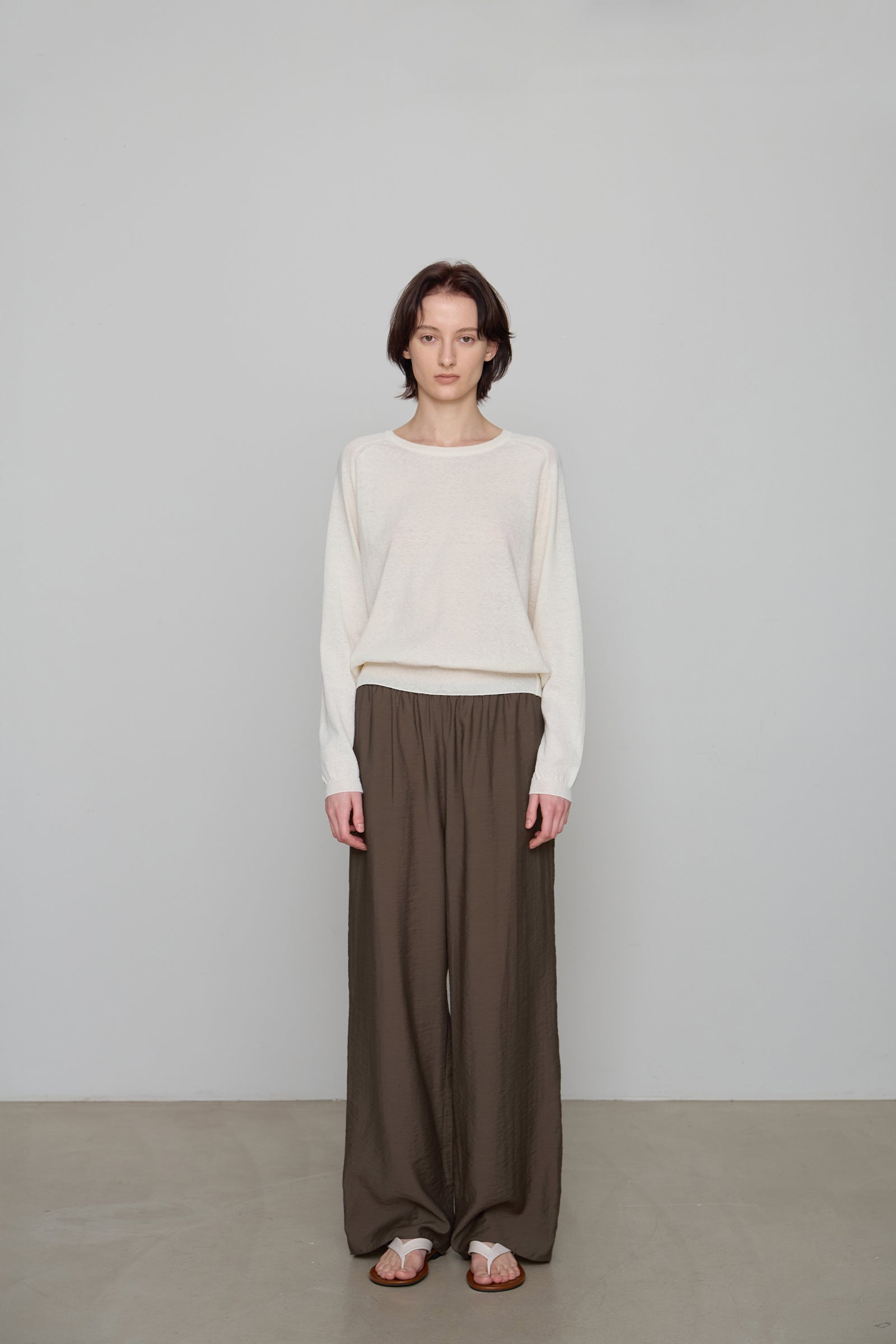 SHEER WIDE PANTS_BROWN